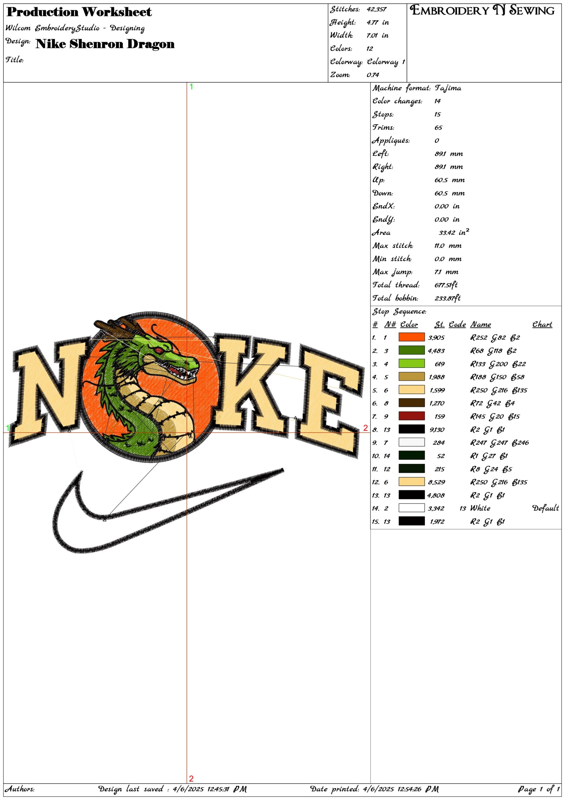 Nike Shenron Dragon- Elegant embroidery design file - instant download — view 3