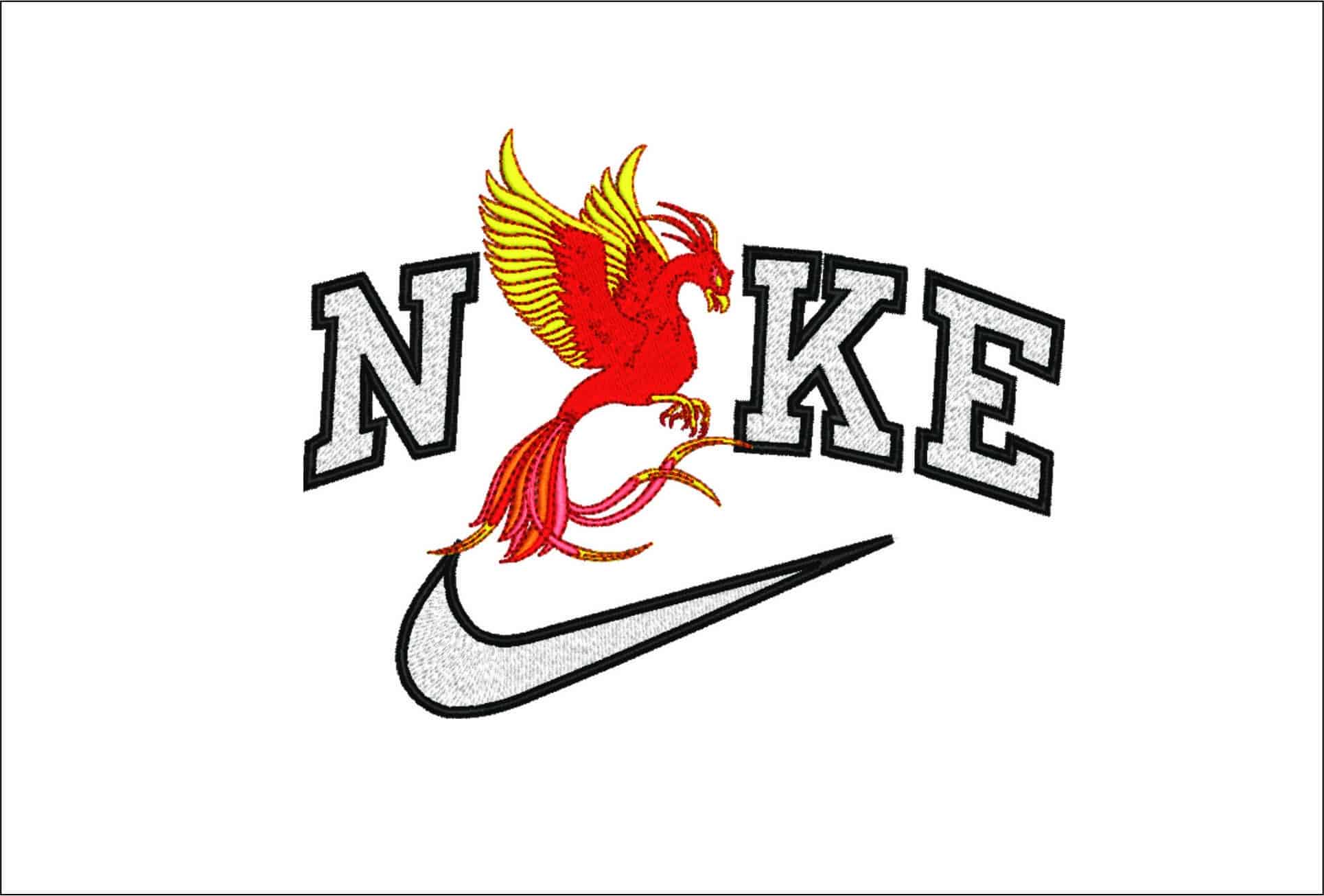 Nike Side Pheonix- Elegant embroidery design file - instant download