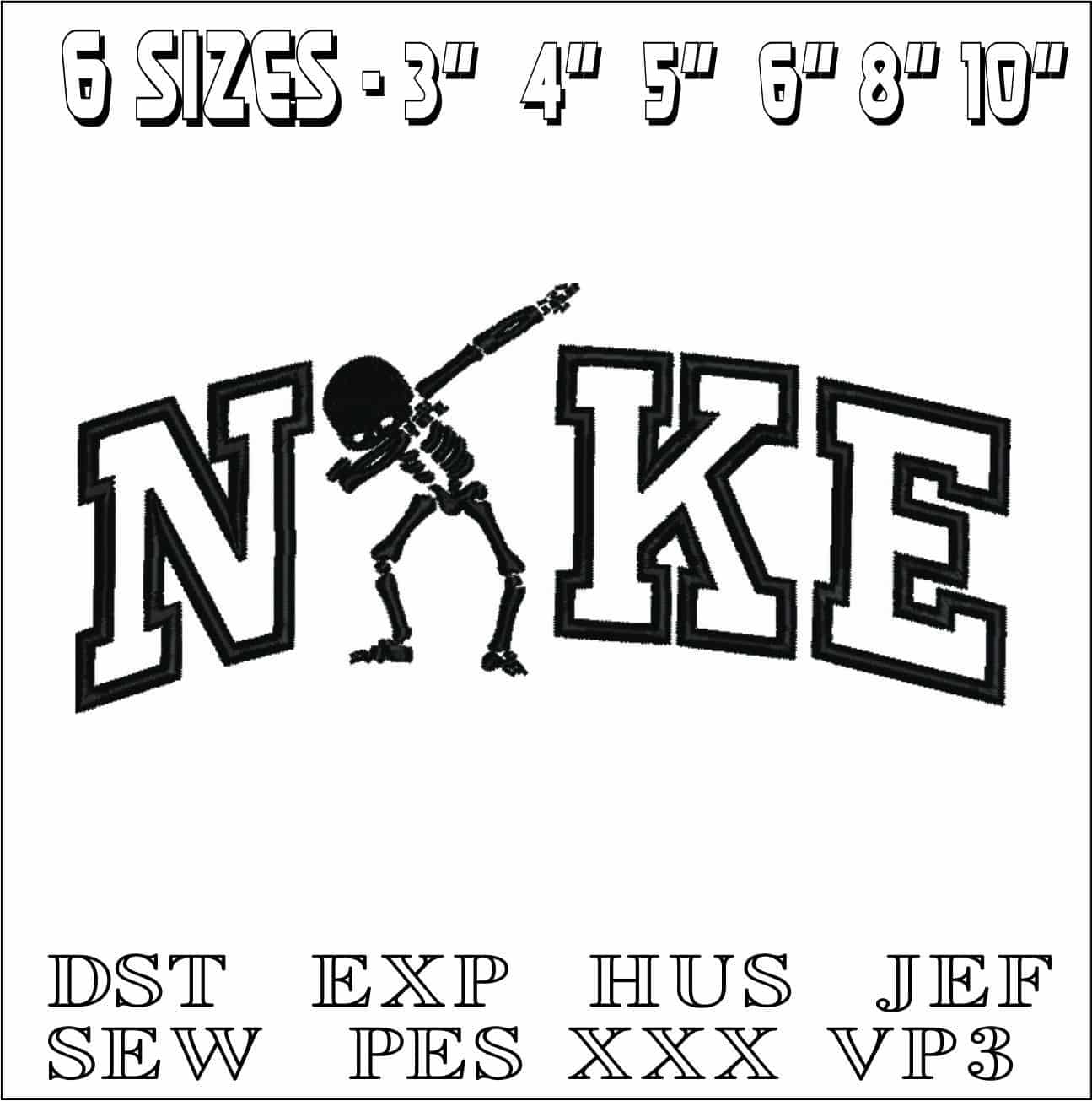 Nike Skeleton Dip- Elegant embroidery design file - instant download — view 2