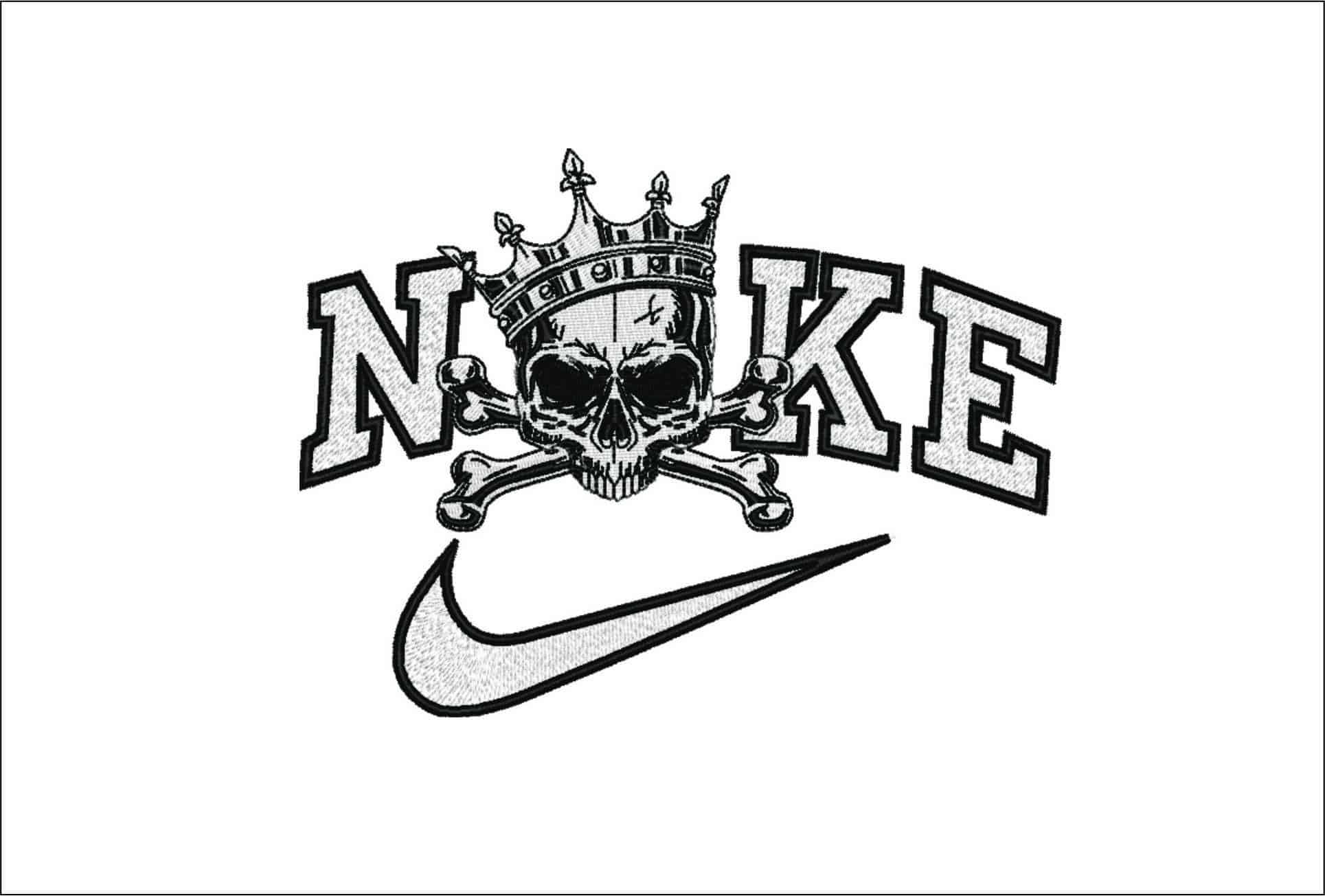 Nike Skull Cross bones and Crown- Elegant embroidery design file - instant download