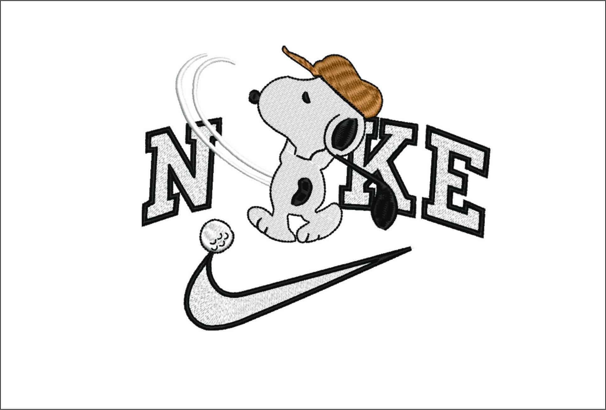 Nike Snoopy- Elegant embroidery design file - instant download
