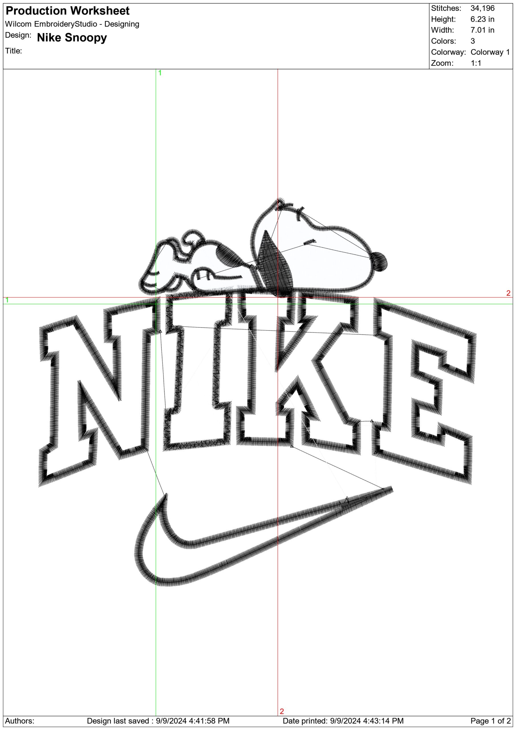 Nike Snoopy- Elegant embroidery design file - instant download — view 4