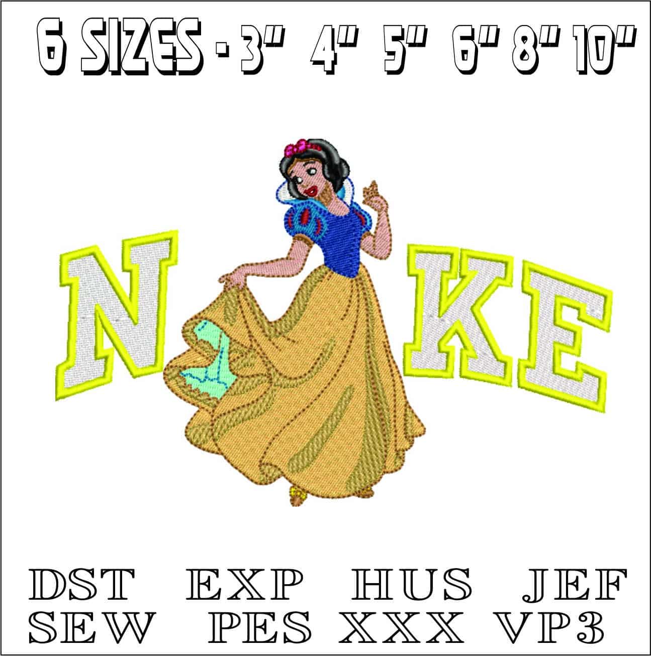 Nike Snow White- Elegant embroidery design file - instant download — view 2