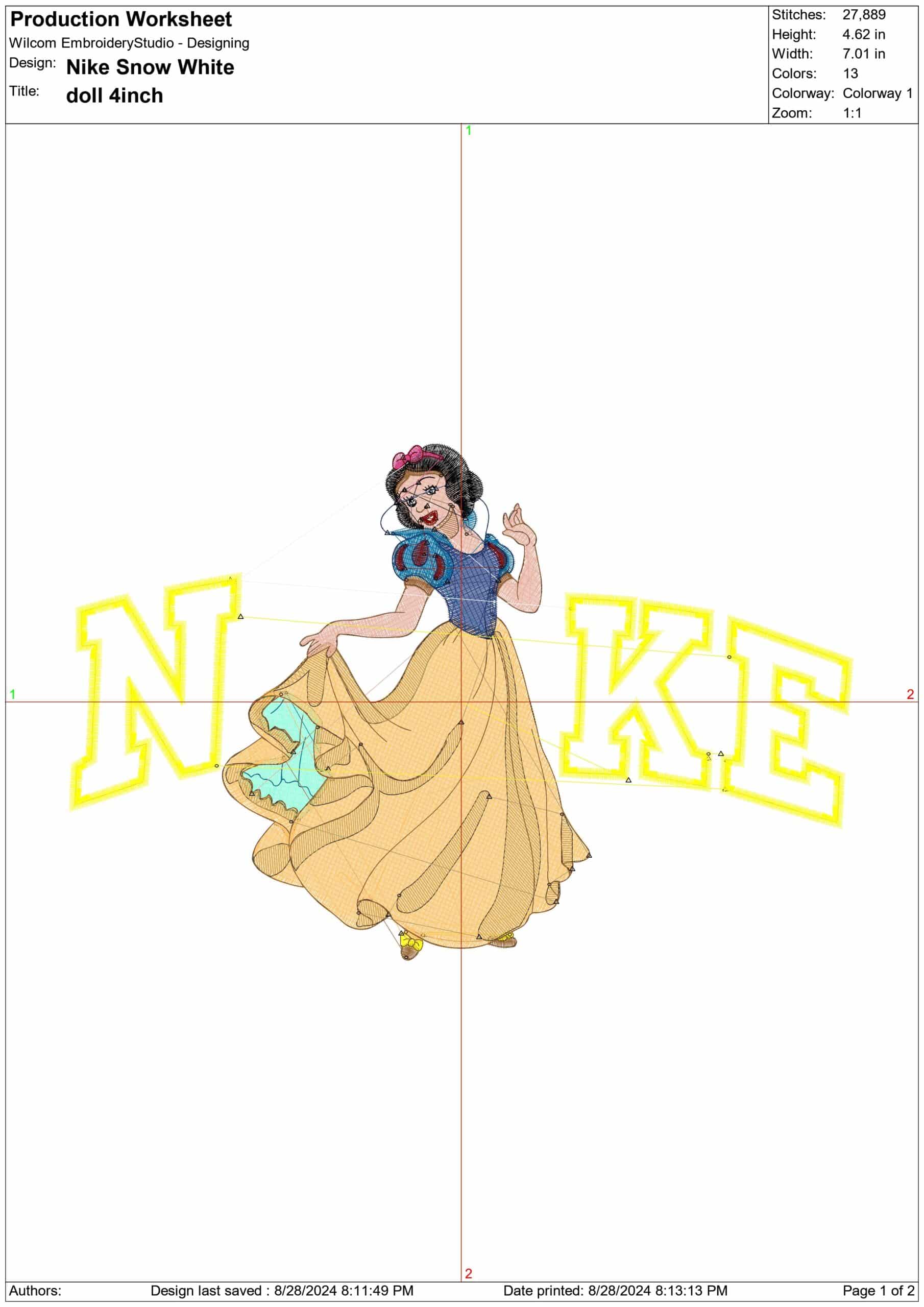 Nike Snow White- Elegant embroidery design file - instant download — view 4
