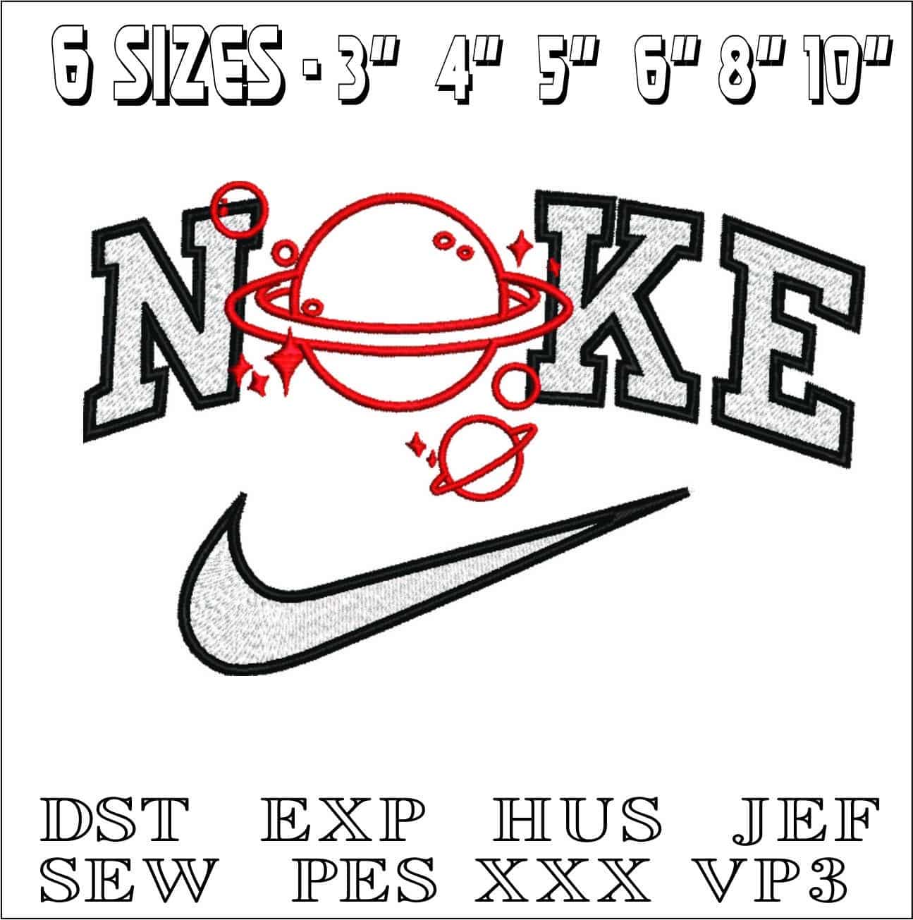 Nike Solar System- Elegant embroidery design file - instant download — view 2