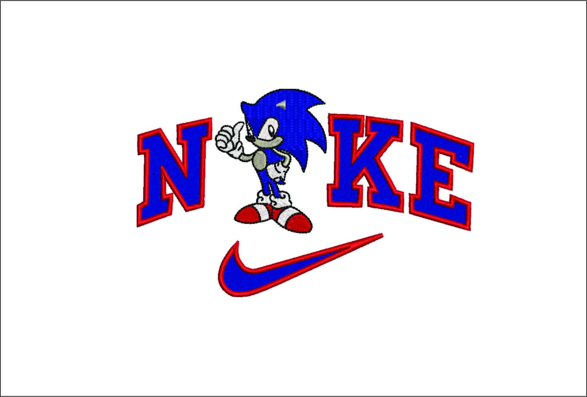 Nike Sonic Hedgehog- Elegant embroidery design file - instant download