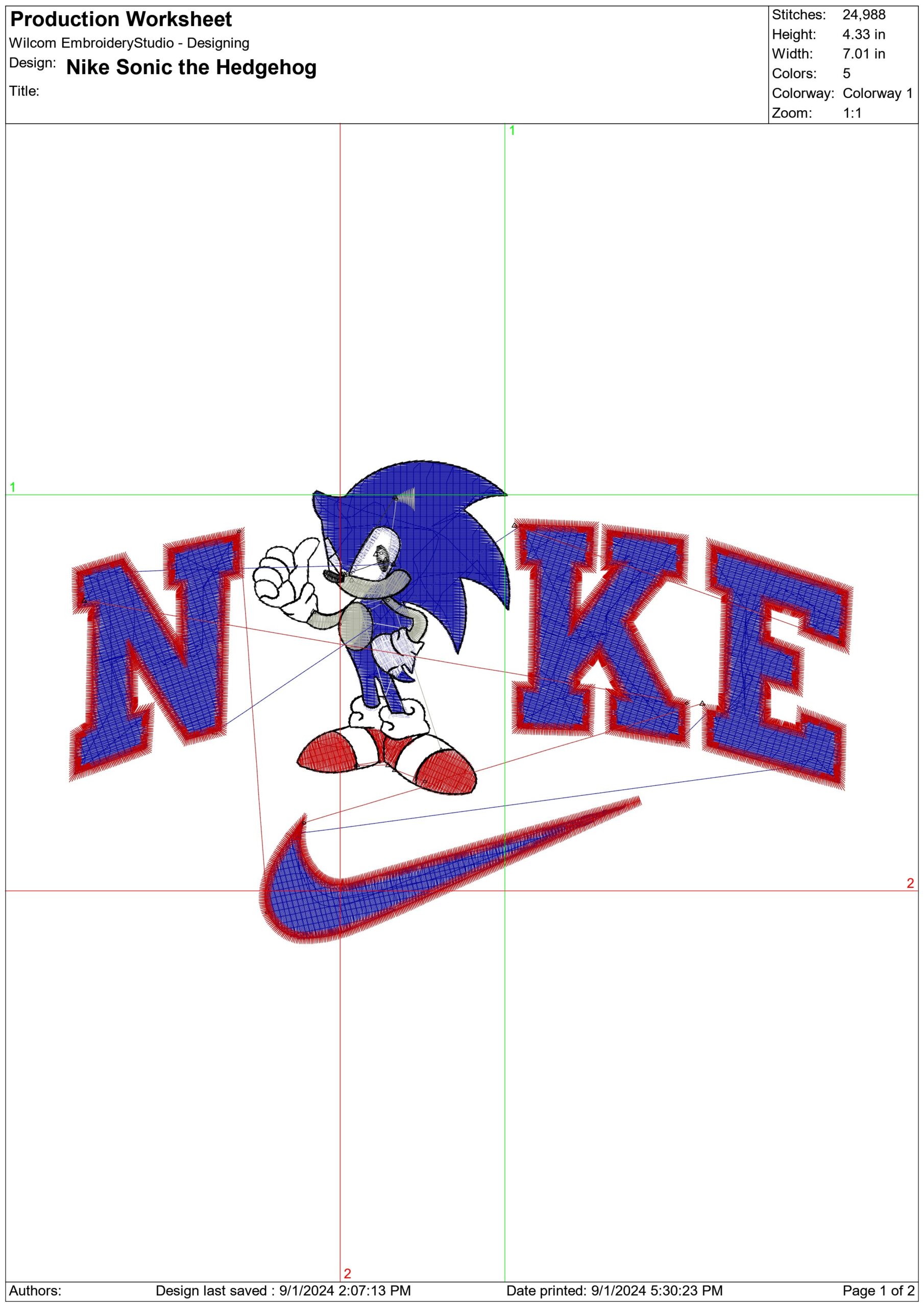 Nike Sonic Hedgehog- Elegant embroidery design file - instant download — view 4