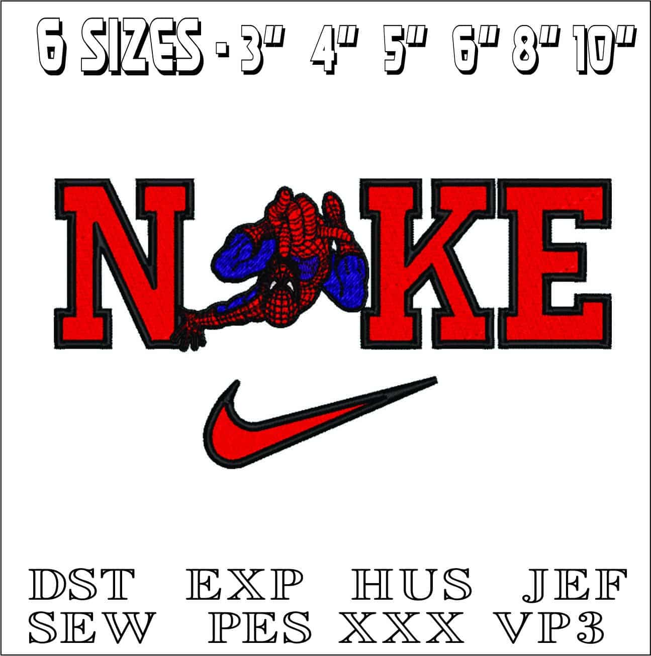 Nike Spiderman- Elegant embroidery design file - instant download — view 2