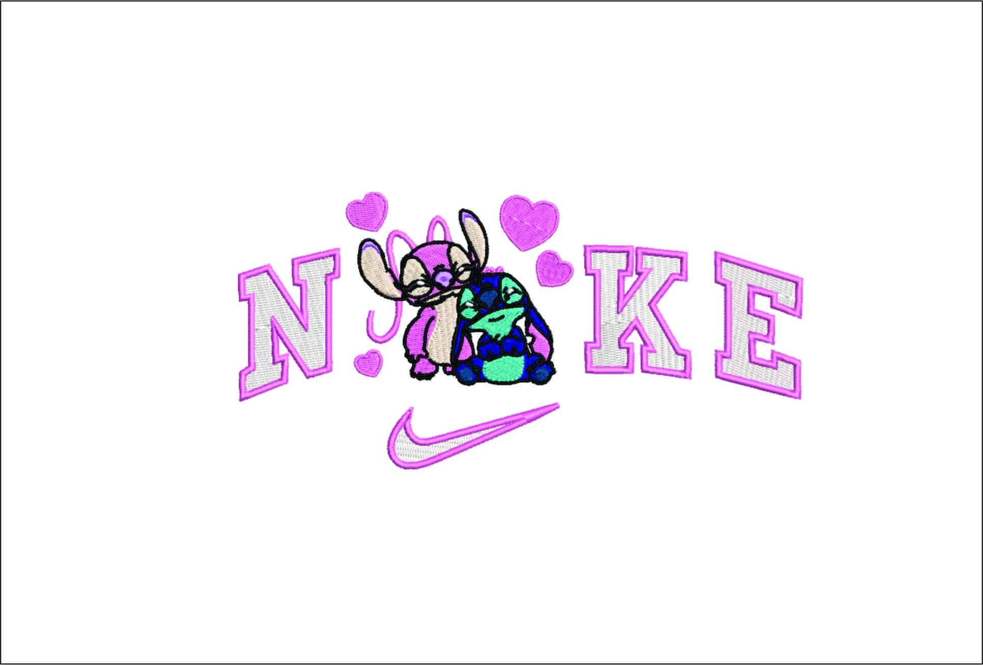 Nike Stitch Angle Cuddle- Elegant embroidery design file - instant download