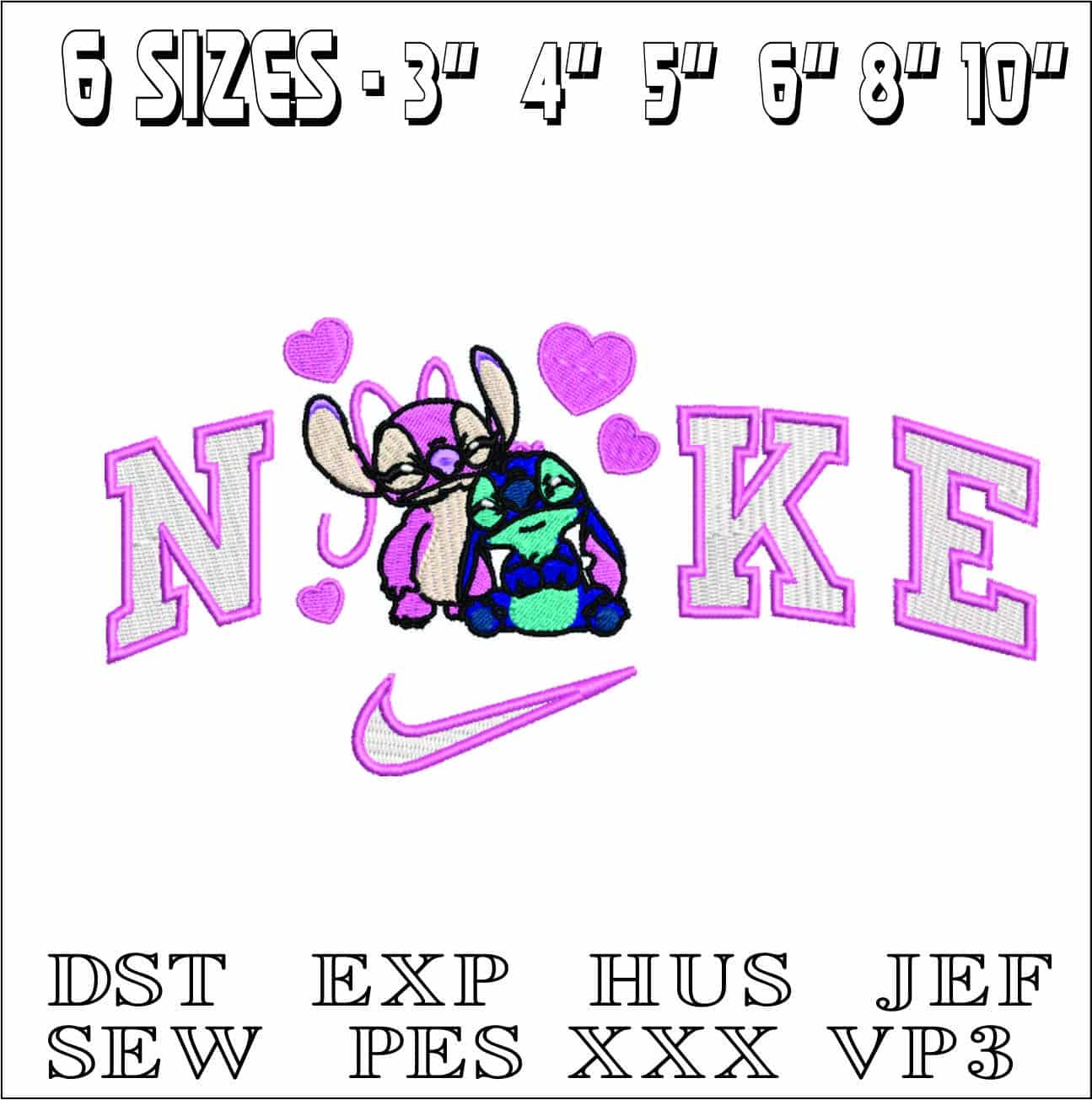 Nike Stitch Angle Cuddle- Elegant embroidery design file - instant download — view 2