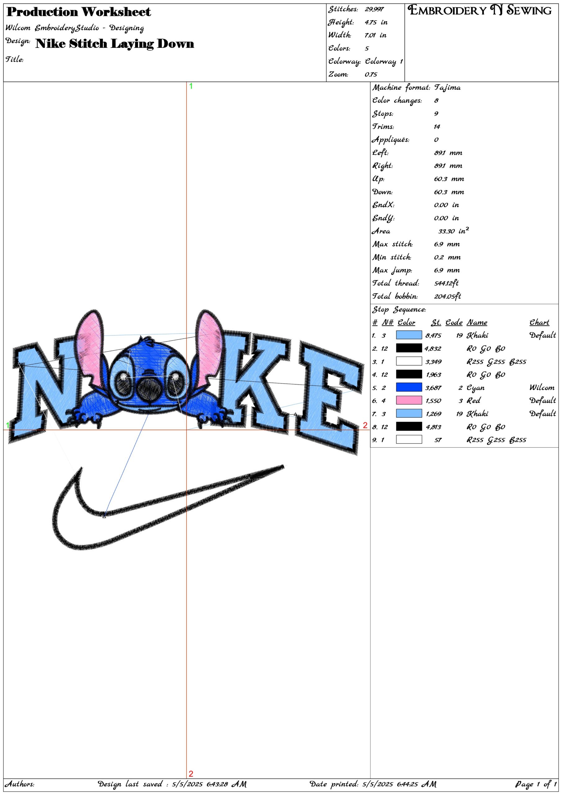 Nike Stitch Laying Down- Elegant embroidery design file - instant download — view 3