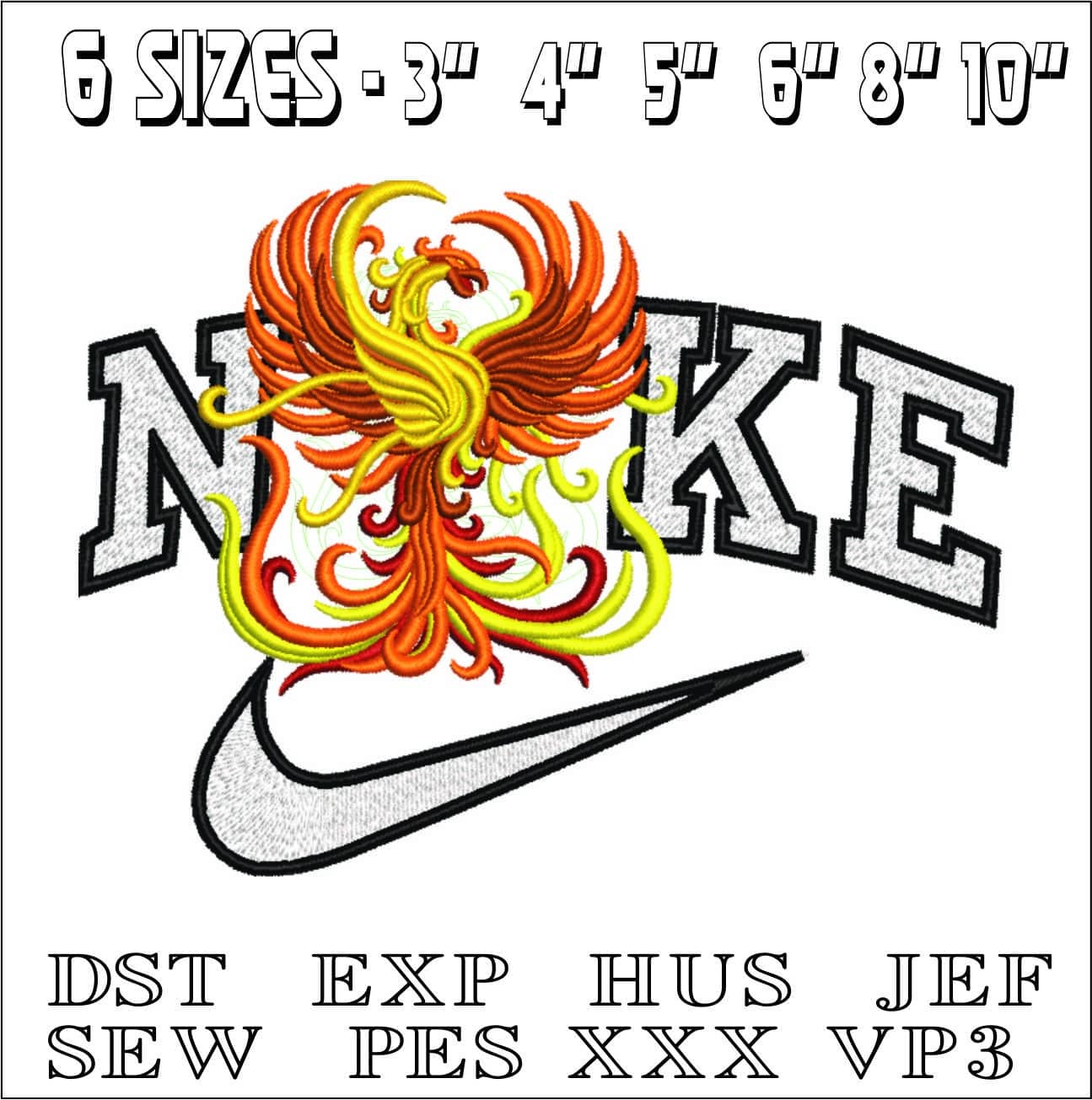 Nike Stylised Pheonix- Elegant embroidery design file - instant download — view 2