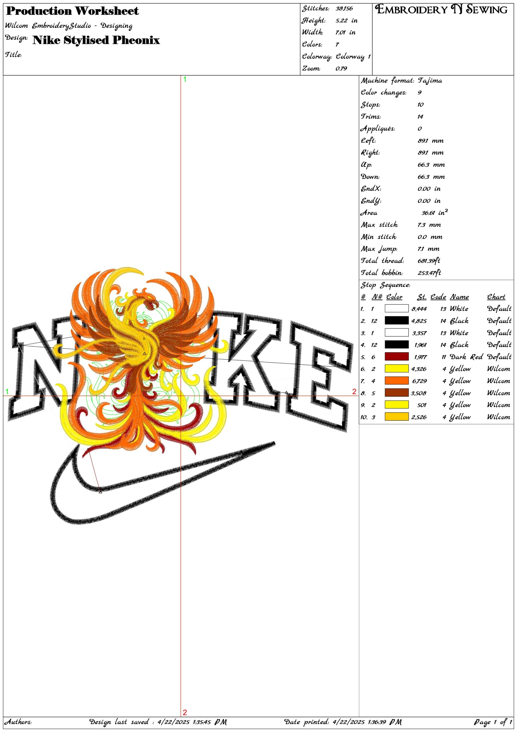 Nike Stylised Pheonix- Elegant embroidery design file - instant download — view 3