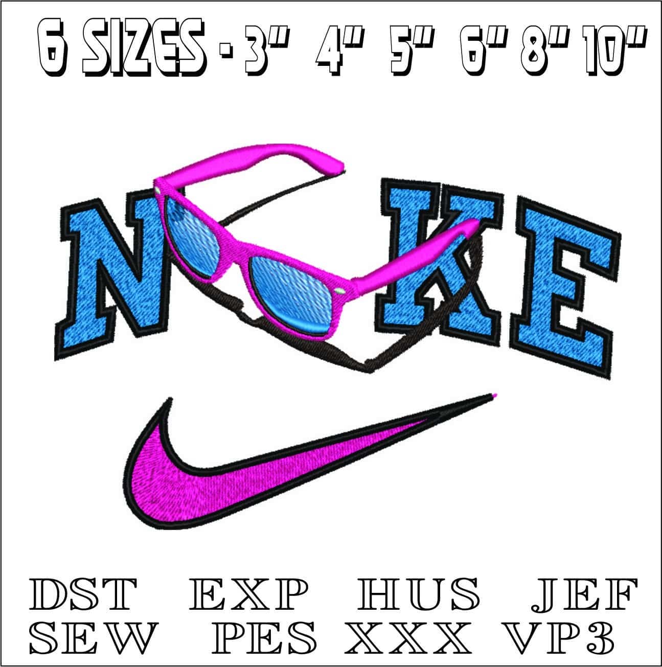 Nike Sun Glasses- Elegant embroidery design file - instant download — view 2