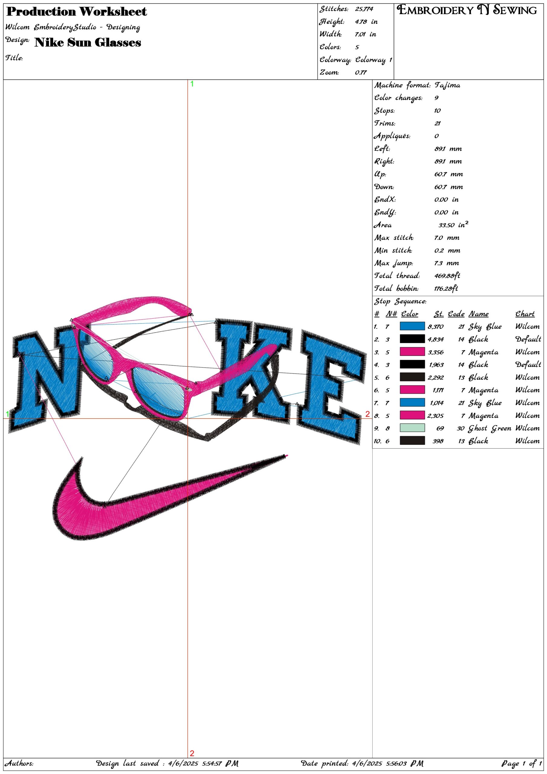 Nike Sun Glasses- Elegant embroidery design file - instant download — view 3