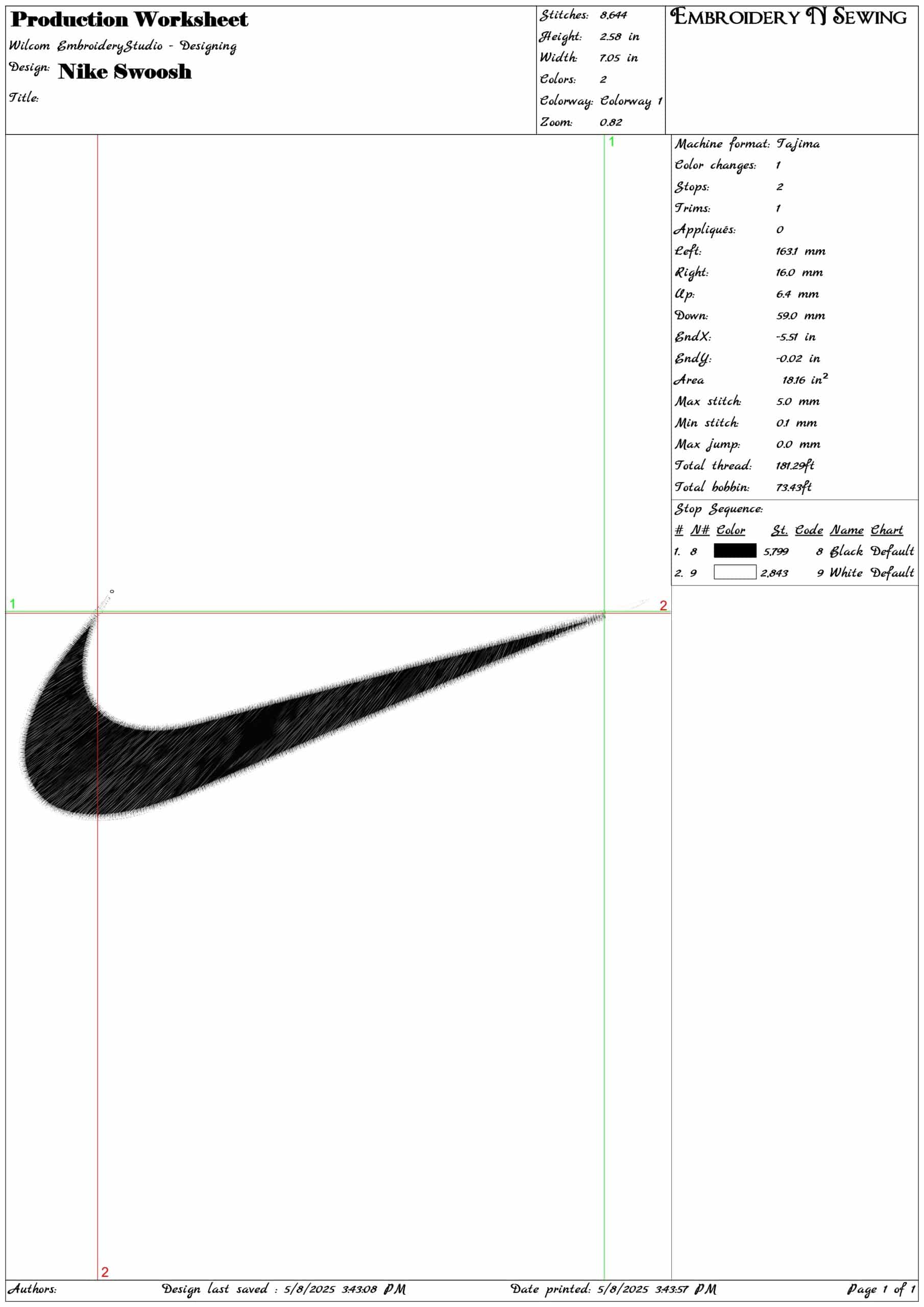 Nike Swoosh- Elegant embroidery design file - instant download — view 3