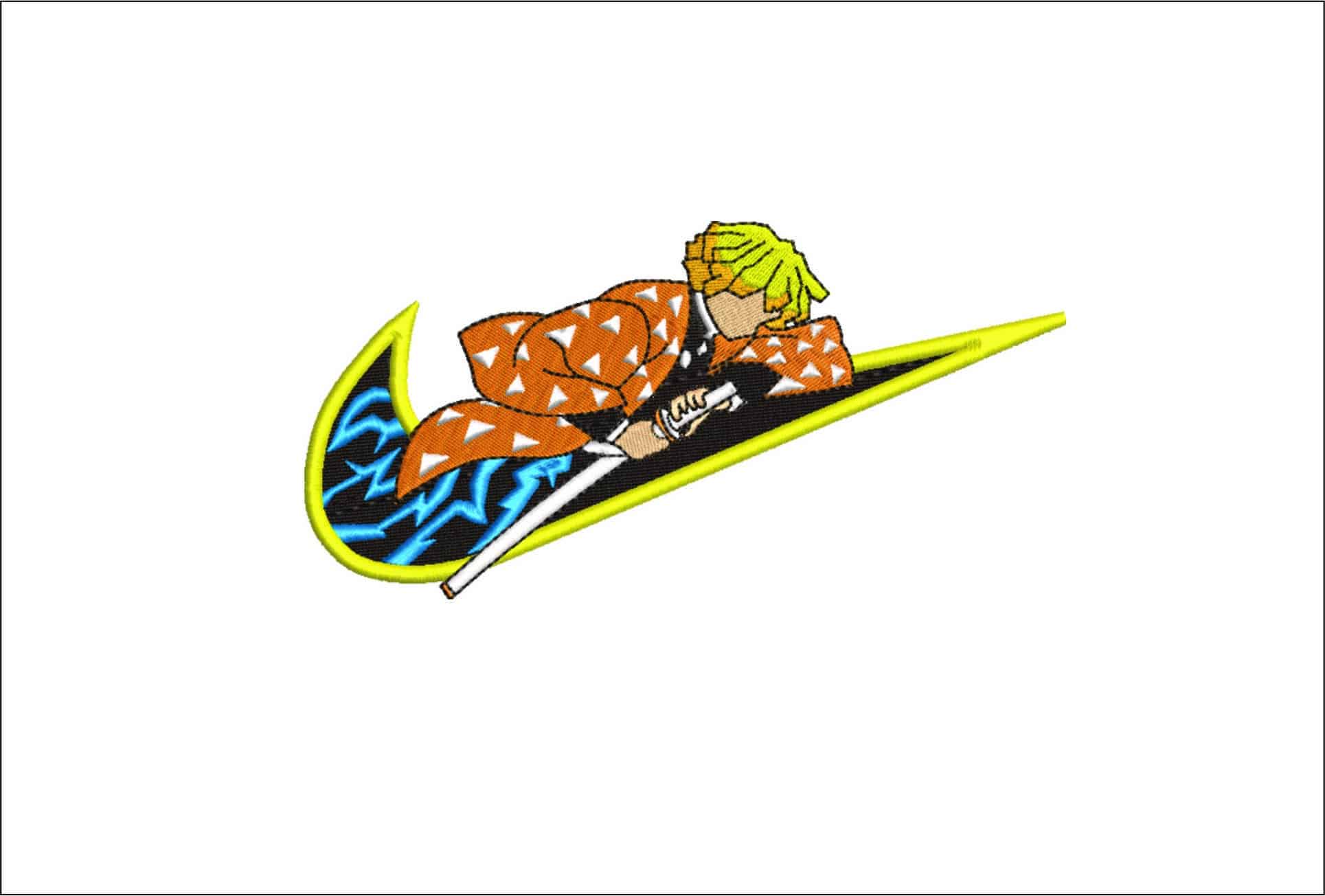 Nike Swoosh Agastuma Zenitsu - Anime- Elegant embroidery design file - instant download