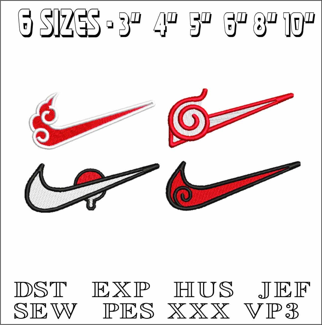 Nike Swoosh Akatsuki Naruto - Anime- Elegant embroidery design file - instant download — view 2