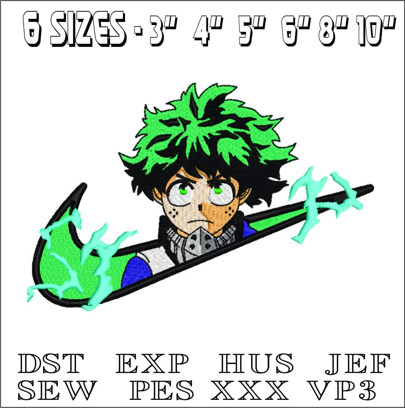 Nike Swoosh Deku Dragon Ballz - Anime- Elegant embroidery design file - instant download — view 2
