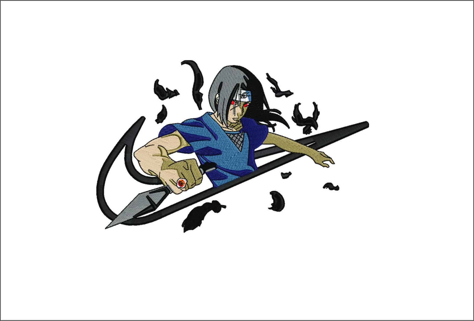 Nike Swoosh Itachi - Anime- Elegant embroidery design file - instant download