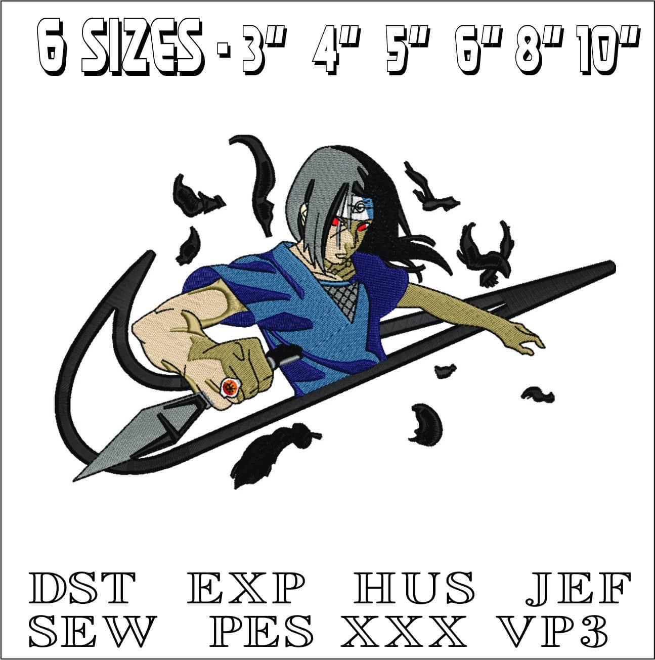 Nike Swoosh Itachi - Anime- Elegant embroidery design file - instant download — view 2