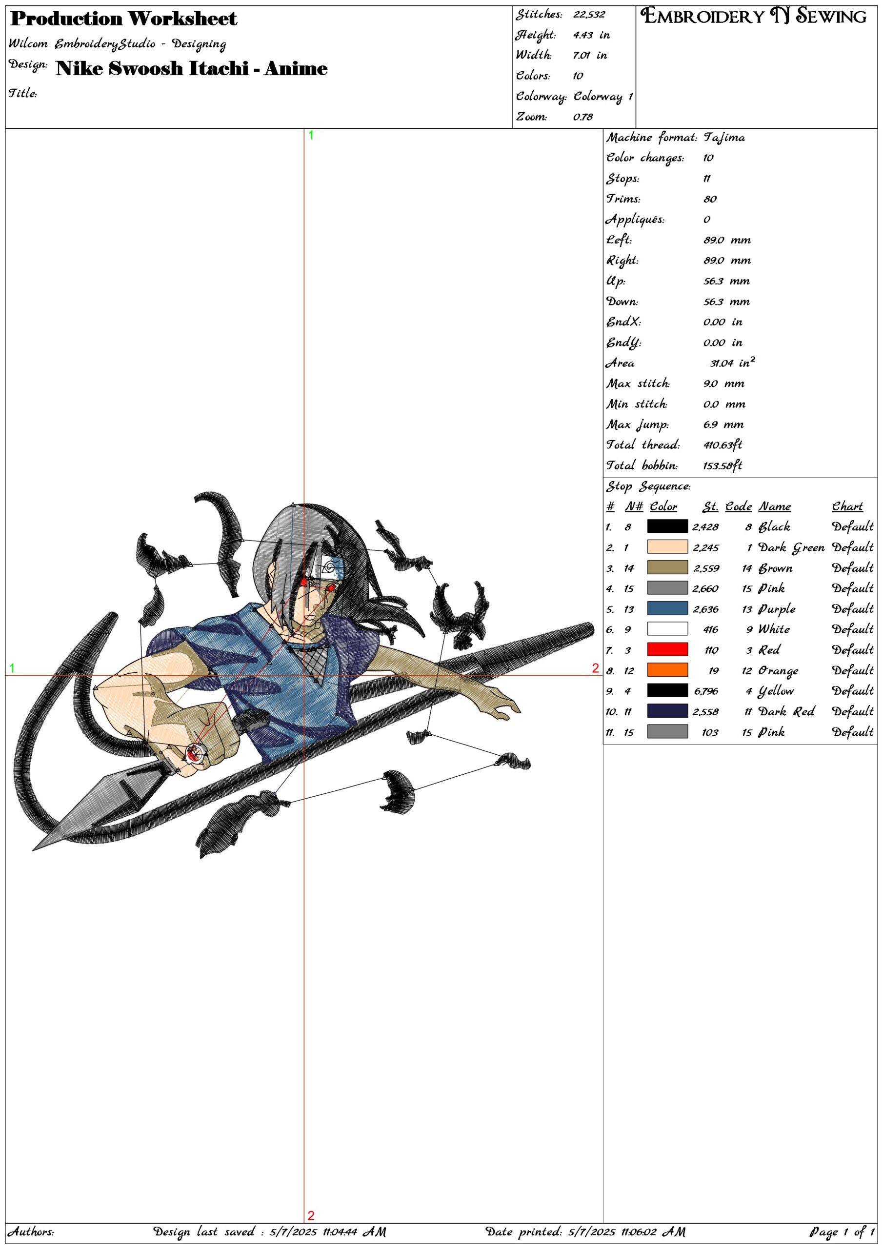 Nike Swoosh Itachi - Anime- Elegant embroidery design file - instant download — view 3