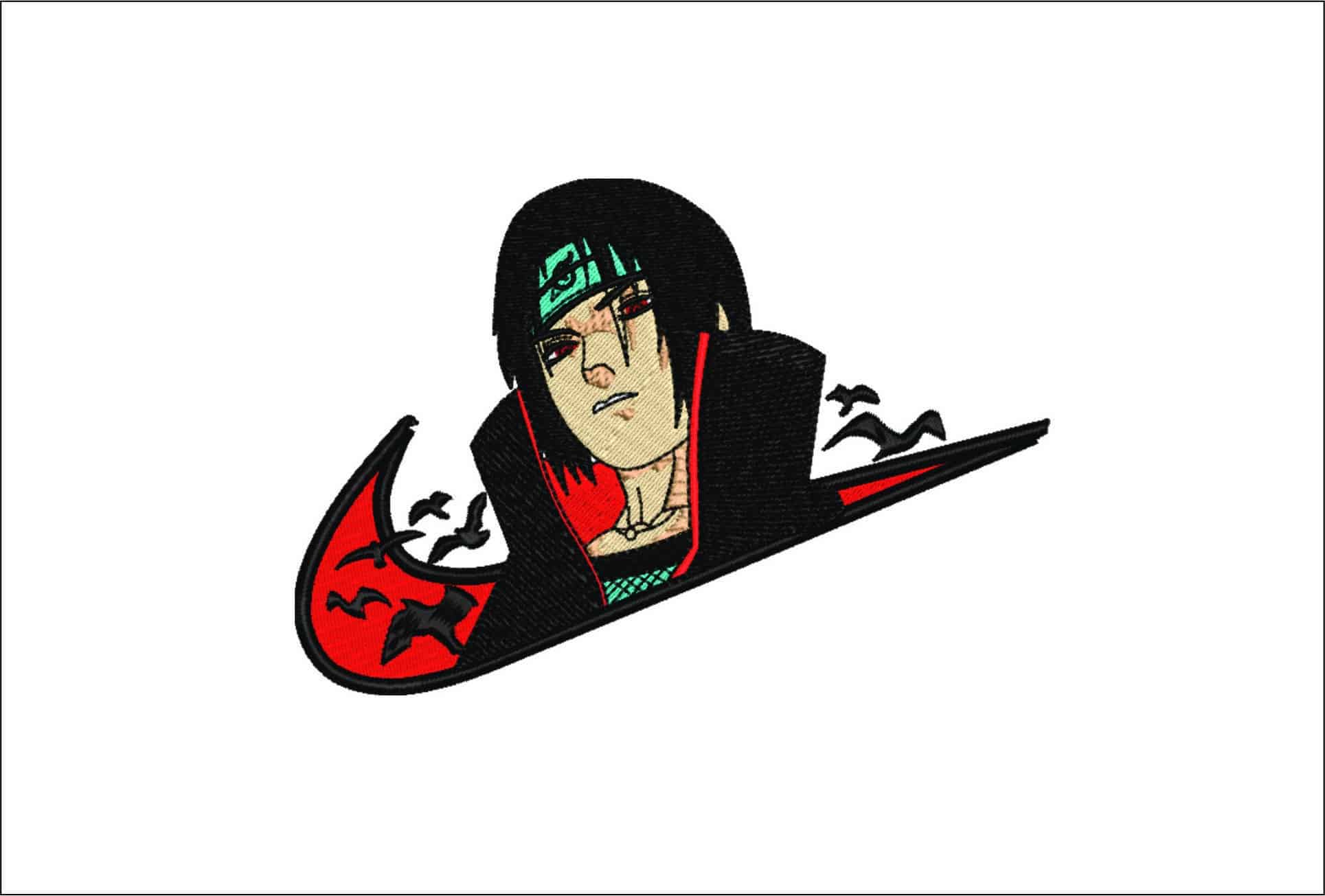 Nike Swoosh Itachi Uchiha Naruto - Anime- Elegant embroidery design file - instant download