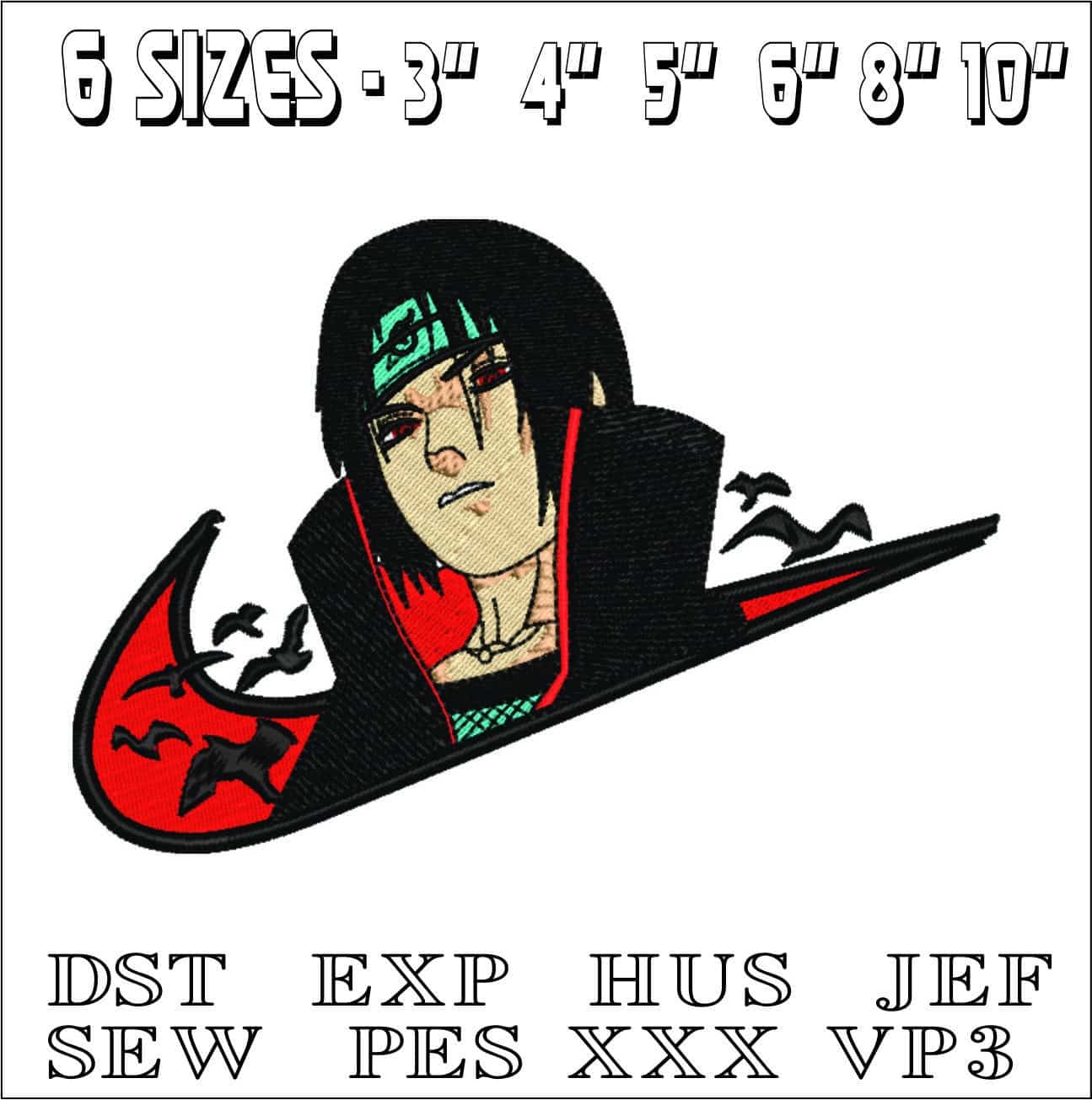 Nike Swoosh Itachi Uchiha Naruto - Anime- Elegant embroidery design file - instant download — view 2
