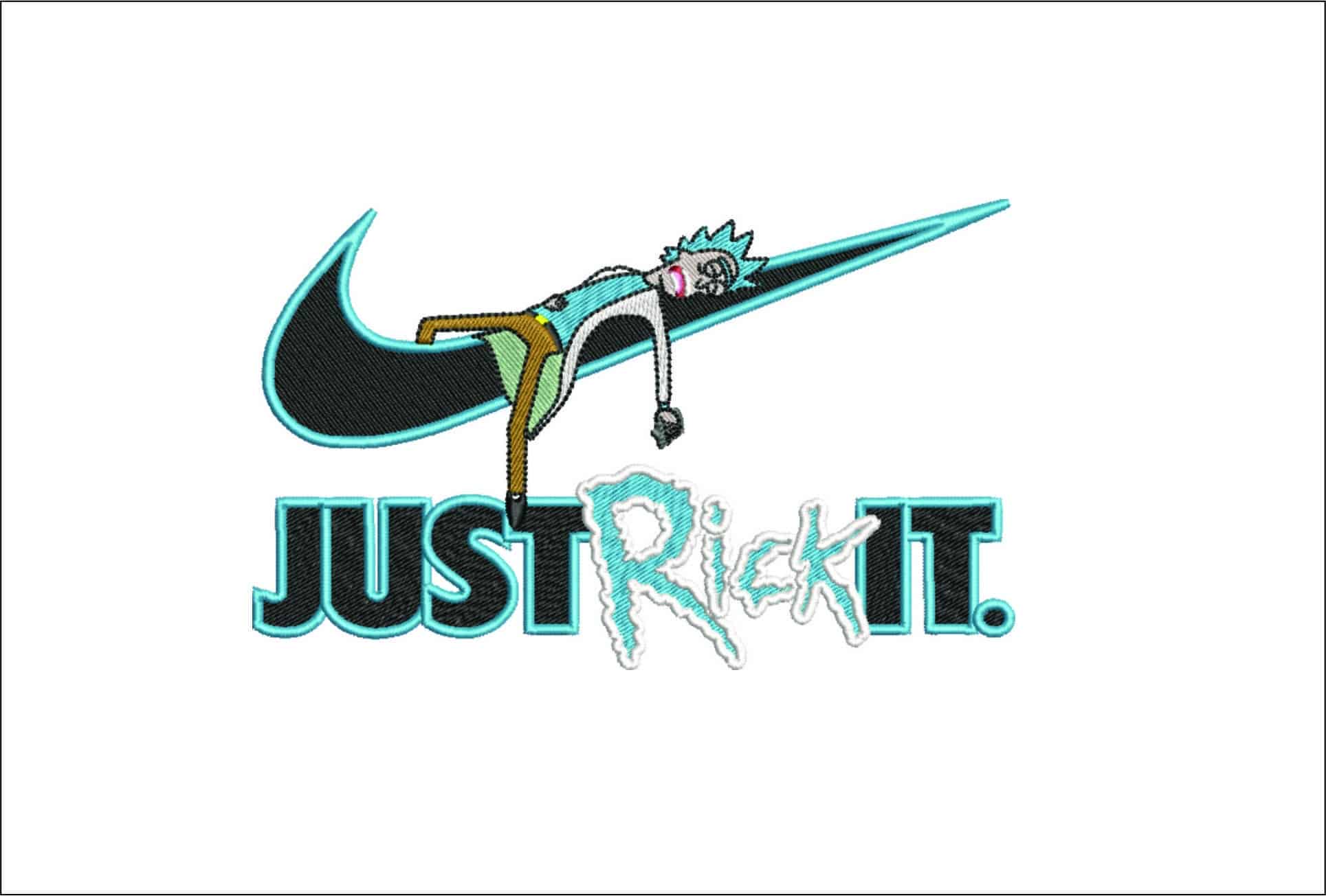 Nike Swoosh Just Rick It - Rick and Morty- Elegant embroidery design file - instant download