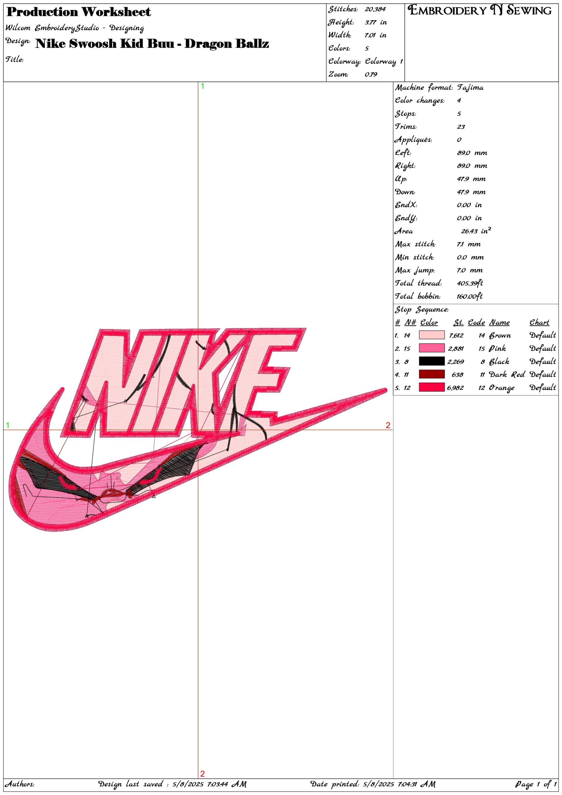 Nike Swoosh Kid Buu - Dragon Ballz- Elegant embroidery design file - instant download (Copy) — view 3