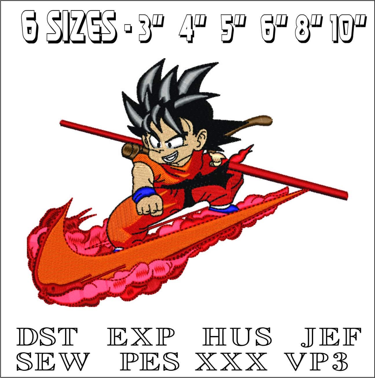Nike Swoosh Kid Guko Dragon Ballz - Anime- Elegant embroidery design file - instant download — view 2