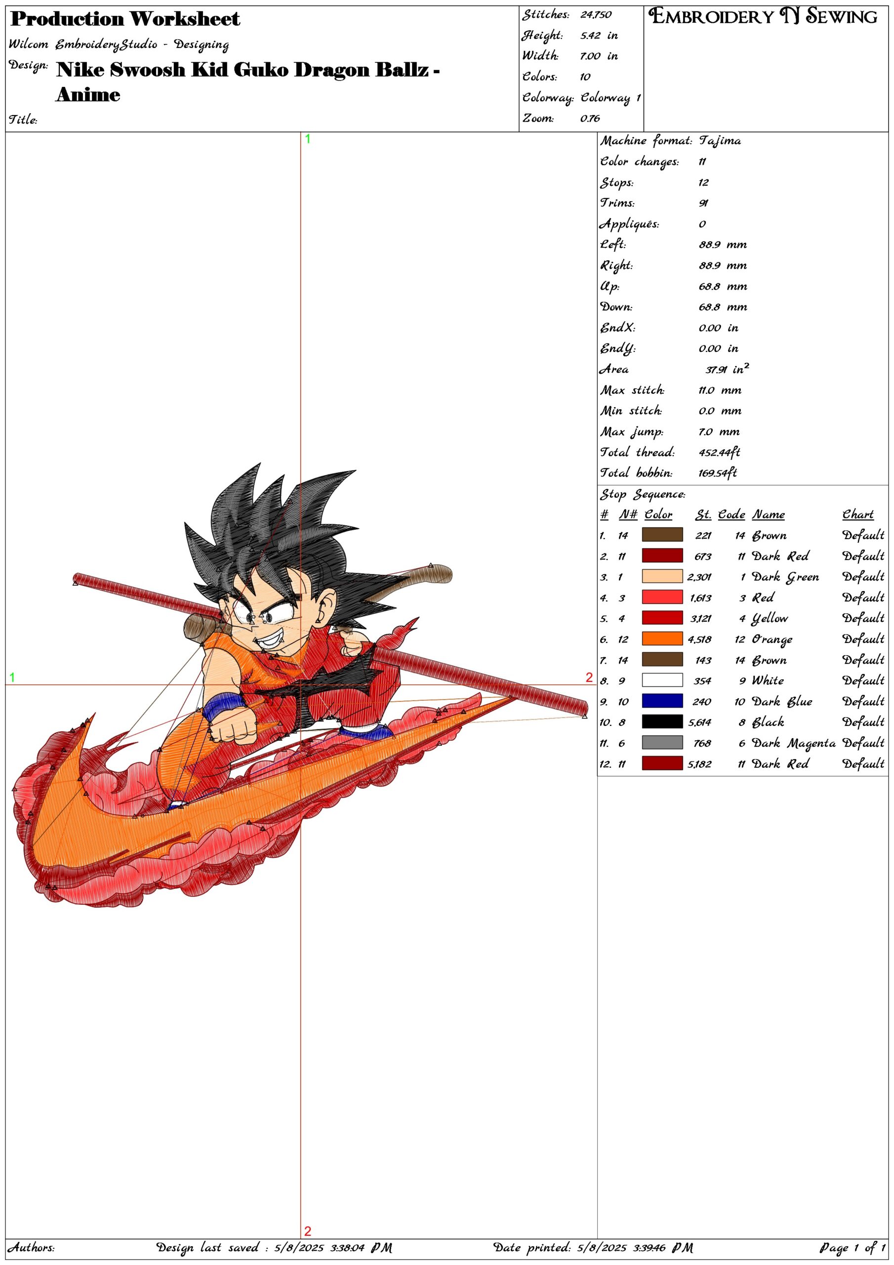 Nike Swoosh Kid Guko Dragon Ballz - Anime- Elegant embroidery design file - instant download — view 3