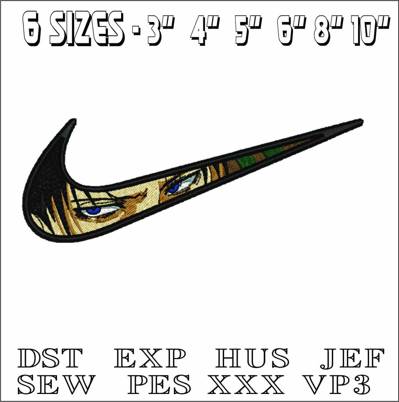 Nike Swoosh Levi eyes - Anime- Elegant embroidery design file - instant download — view 2