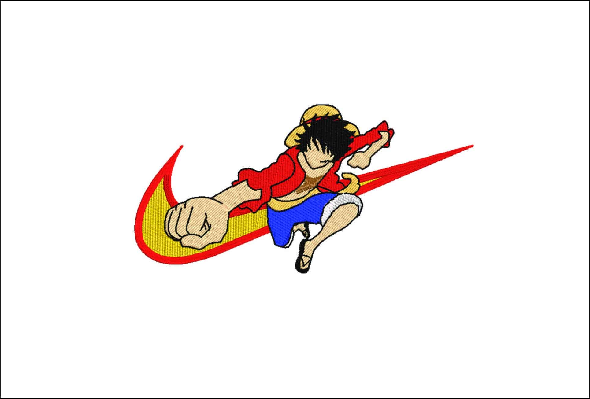 Nike Swoosh Monkey D Luffy - Anime- Elegant embroidery design file - instant download