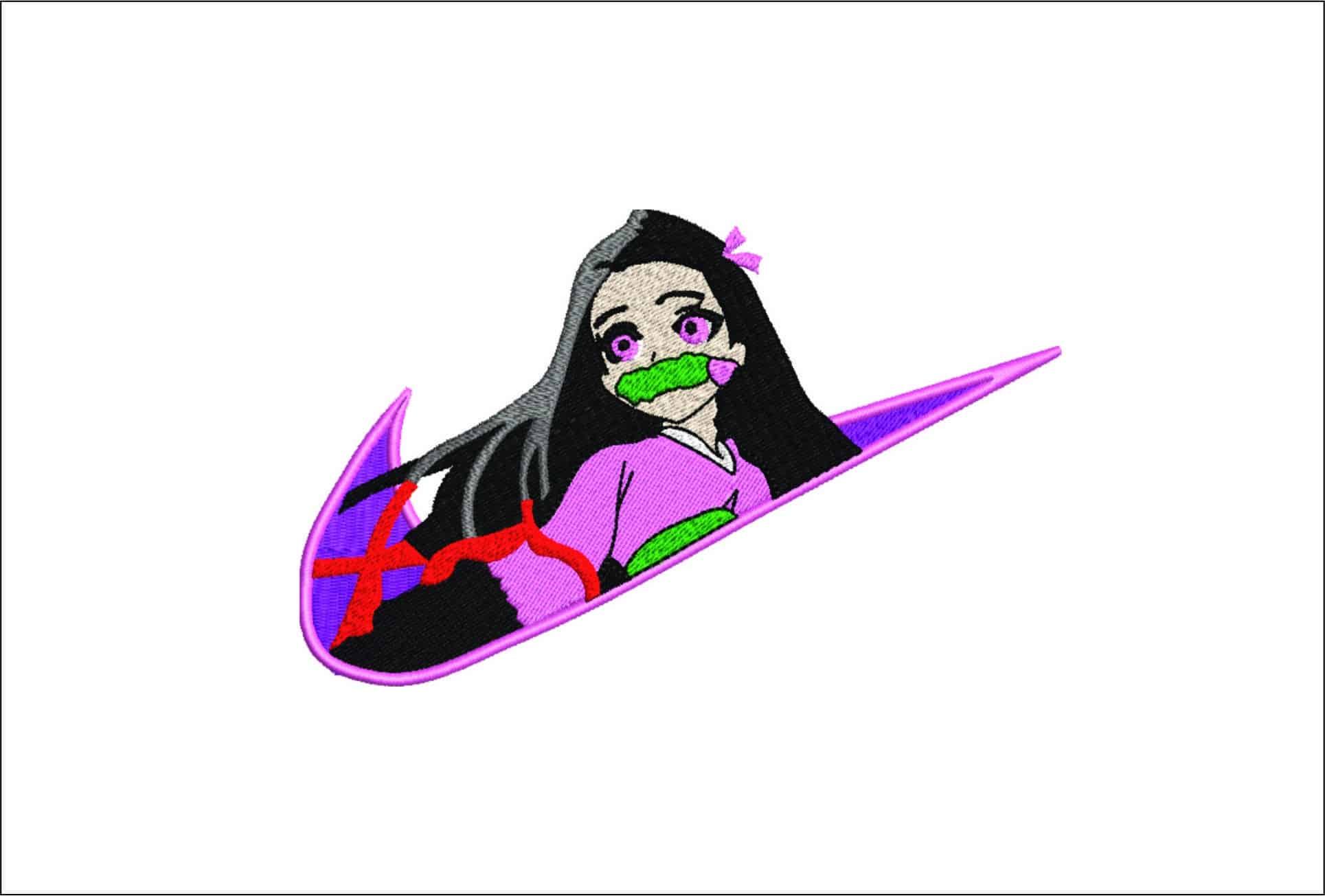 Nike Swoosh Nezuko - Anime- Elegant embroidery design file - instant download