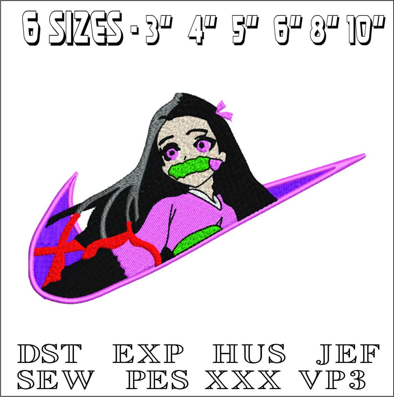 Nike Swoosh Nezuko - Anime- Elegant embroidery design file - instant download — view 2