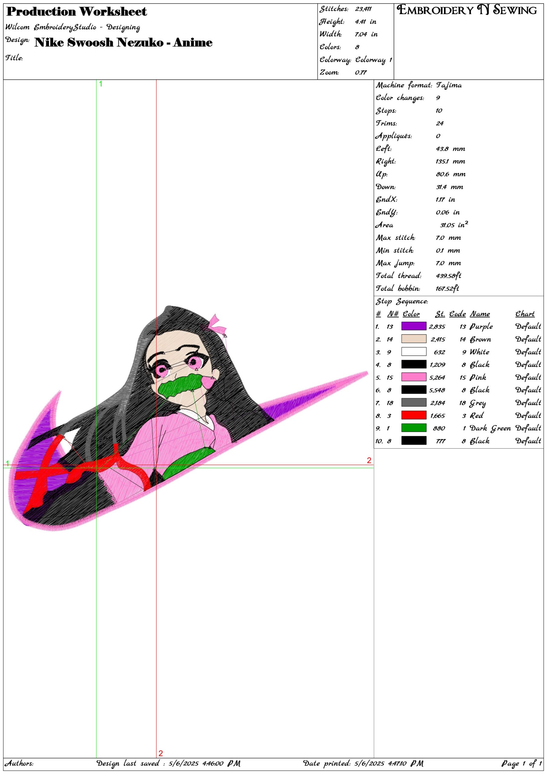 Nike Swoosh Nezuko - Anime- Elegant embroidery design file - instant download — view 3