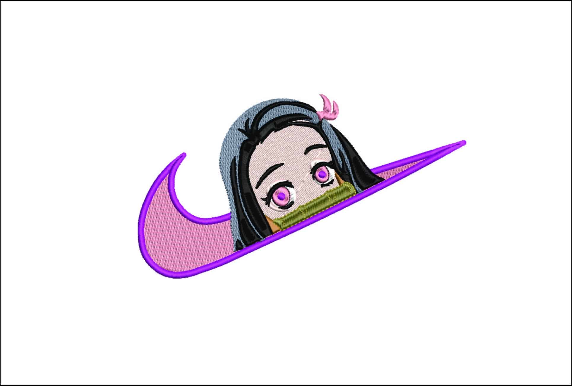 Nike Swoosh Nezuko Head - Anime- Elegant embroidery design file - instant download