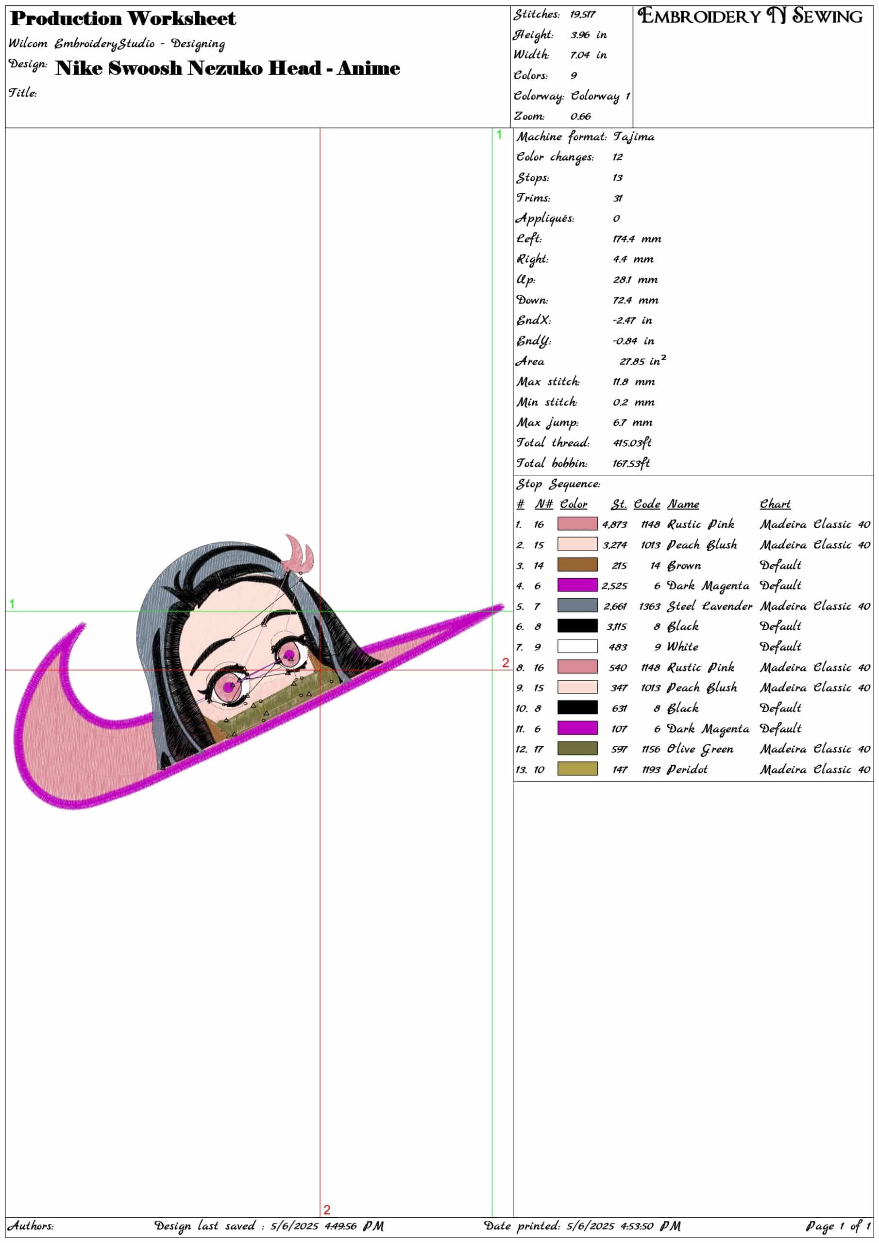 Nike Swoosh Nezuko Head - Anime- Elegant embroidery design file - instant download — view 3