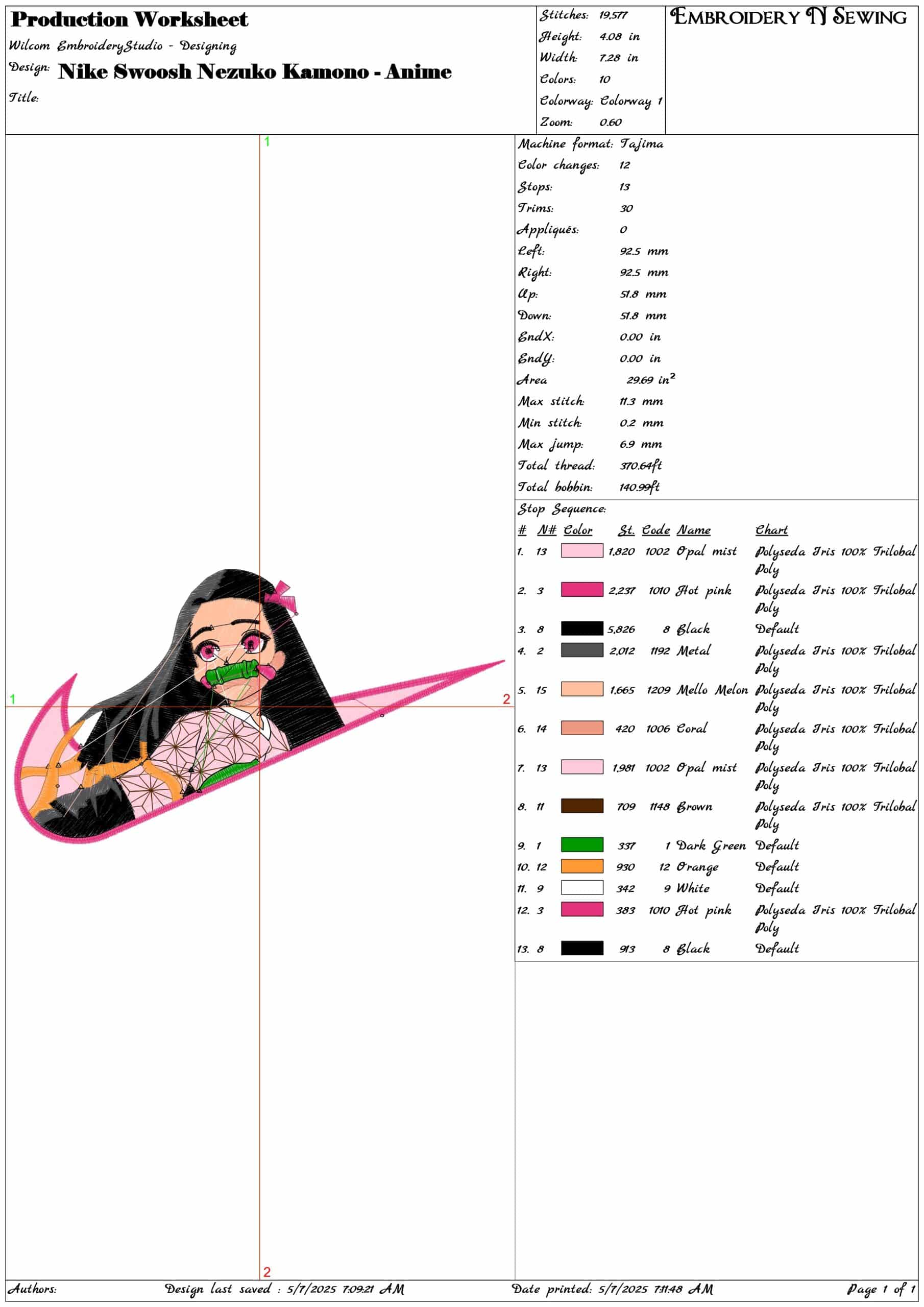 Nike Swoosh Nezuko Kamono - Anime- Elegant embroidery design file - instant download — view 3