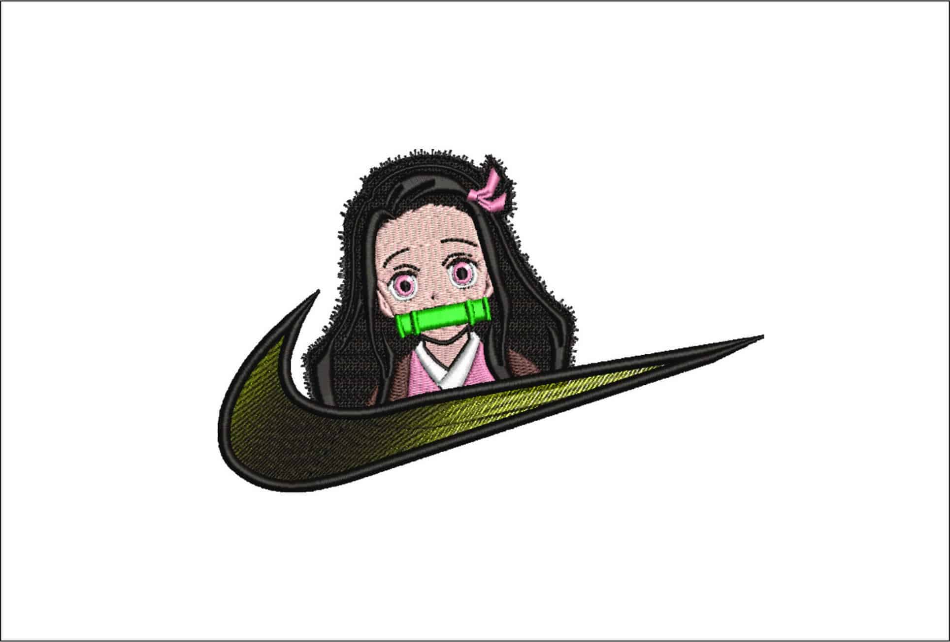 Nike Swoosh Nezuko Torso - Anime- Elegant embroidery design file - instant download