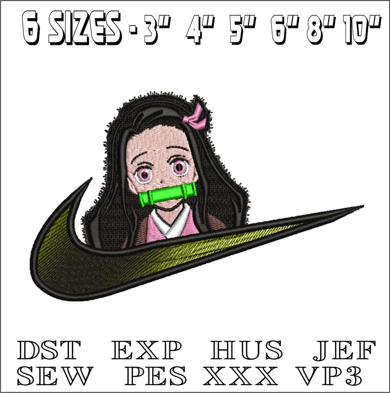 Nike Swoosh Nezuko Torso - Anime- Elegant embroidery design file - instant download — view 2