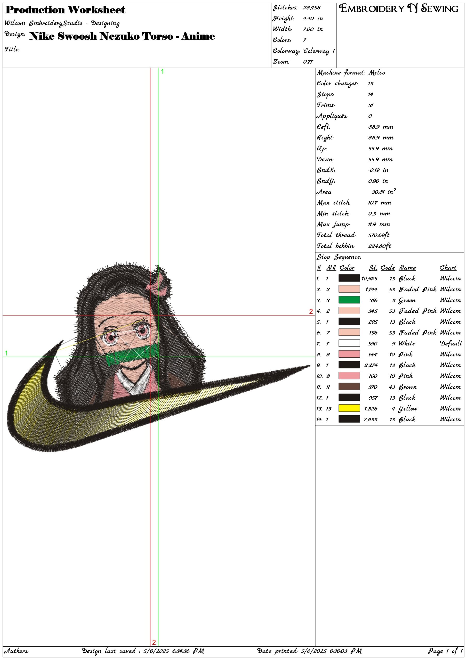 Nike Swoosh Nezuko Torso - Anime- Elegant embroidery design file - instant download — view 3