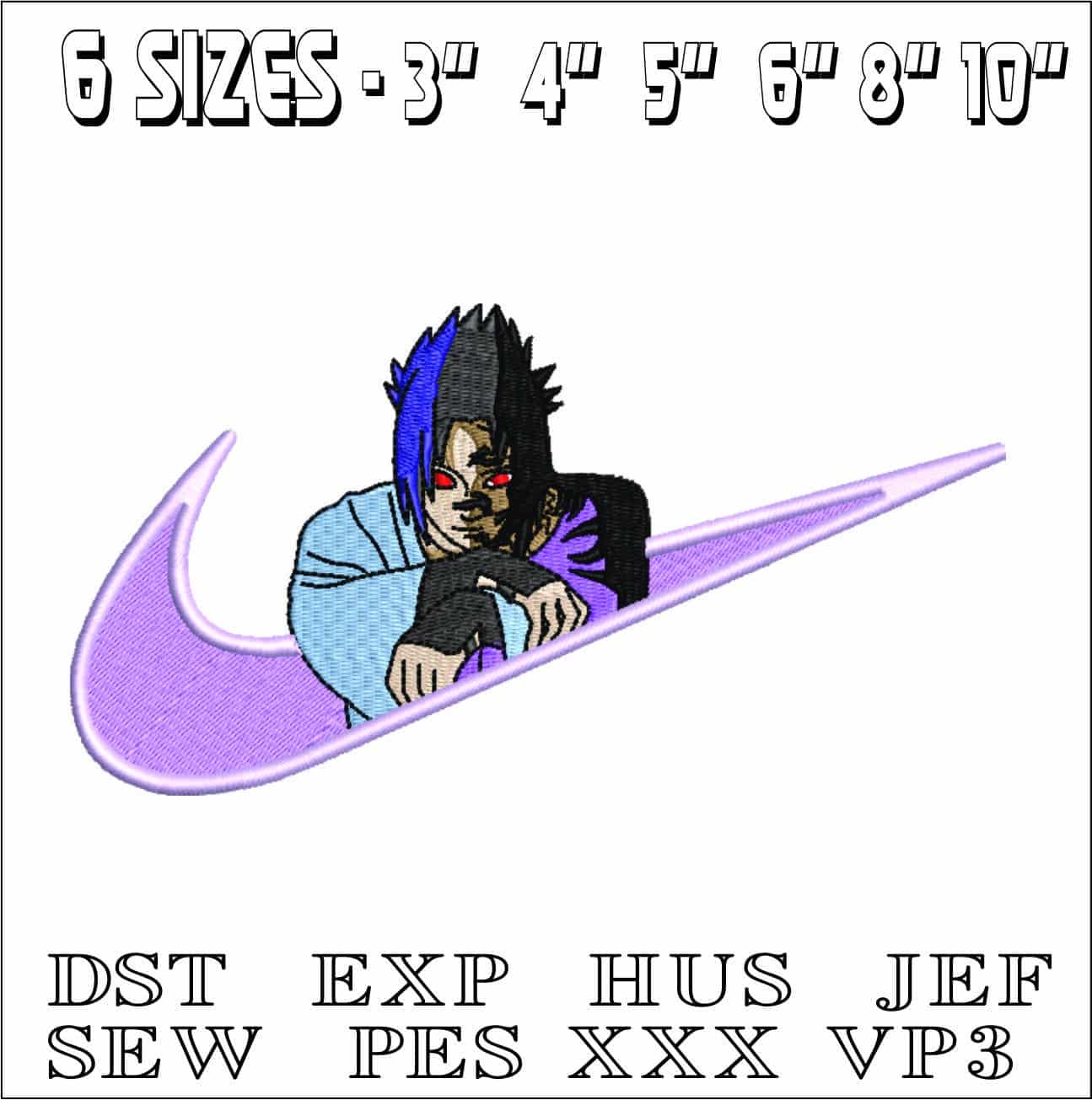 Nike Swoosh Sasuke Uchiha - Anime- Elegant embroidery design file - instant download — view 2