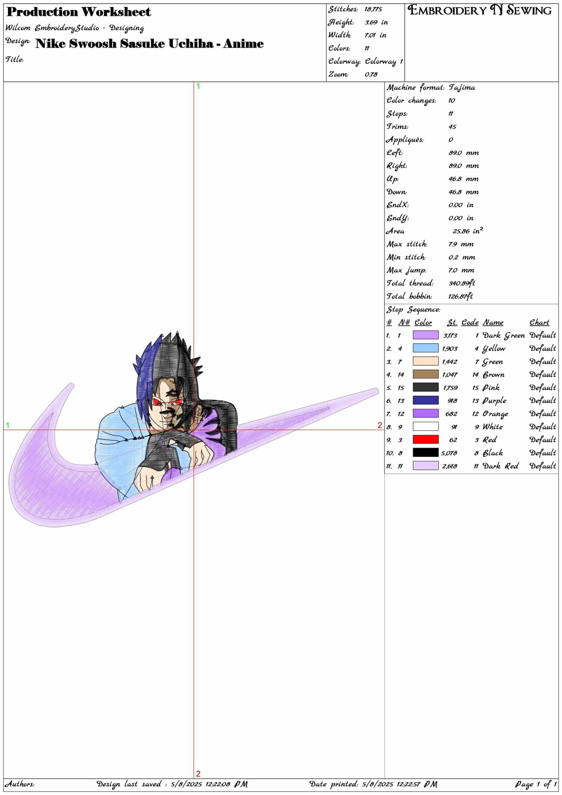 Nike Swoosh Sasuke Uchiha - Anime- Elegant embroidery design file - instant download — view 3