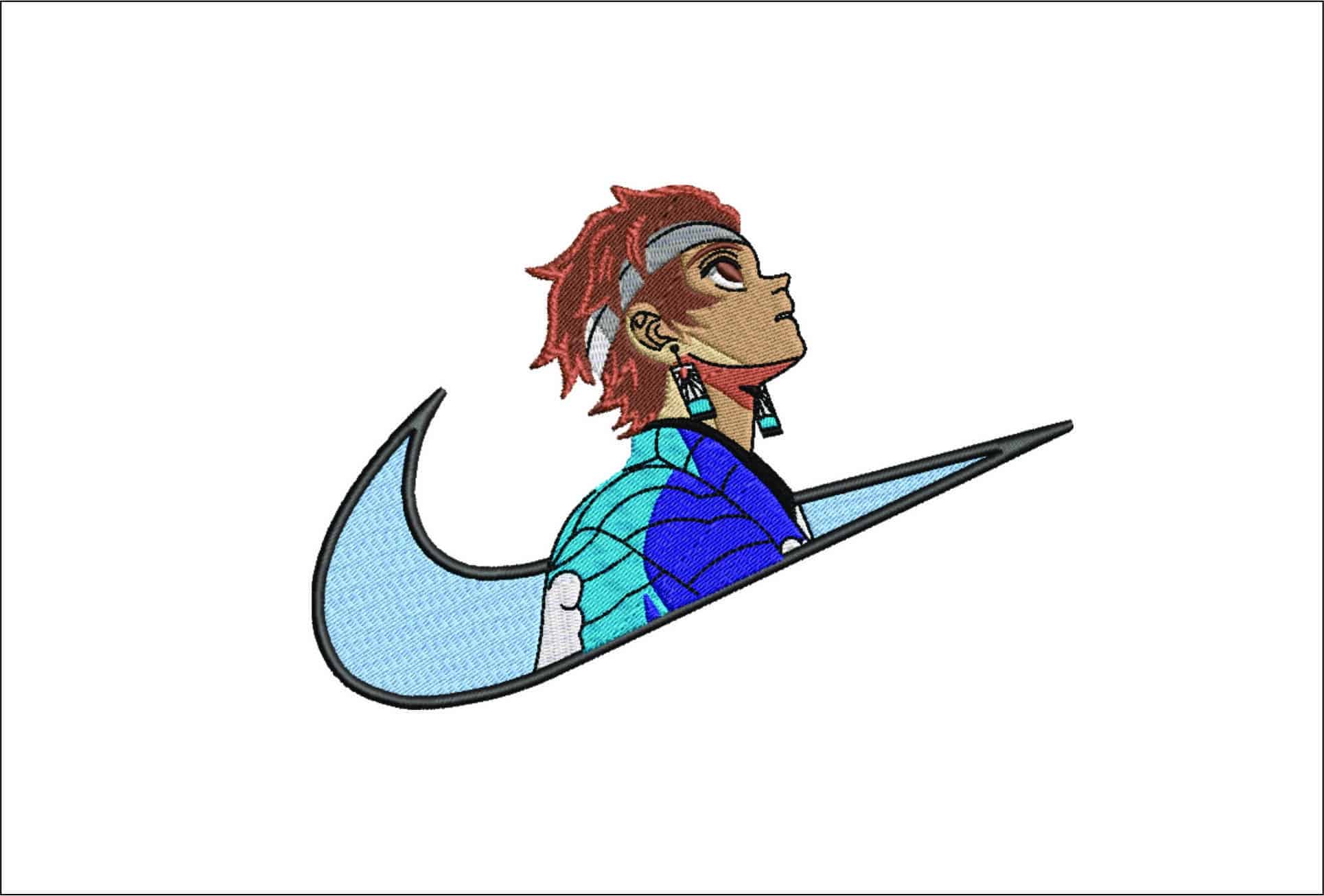 Nike Swoosh Tanjiro Kamado Earing - Anime- Elegant embroidery design file - instant download