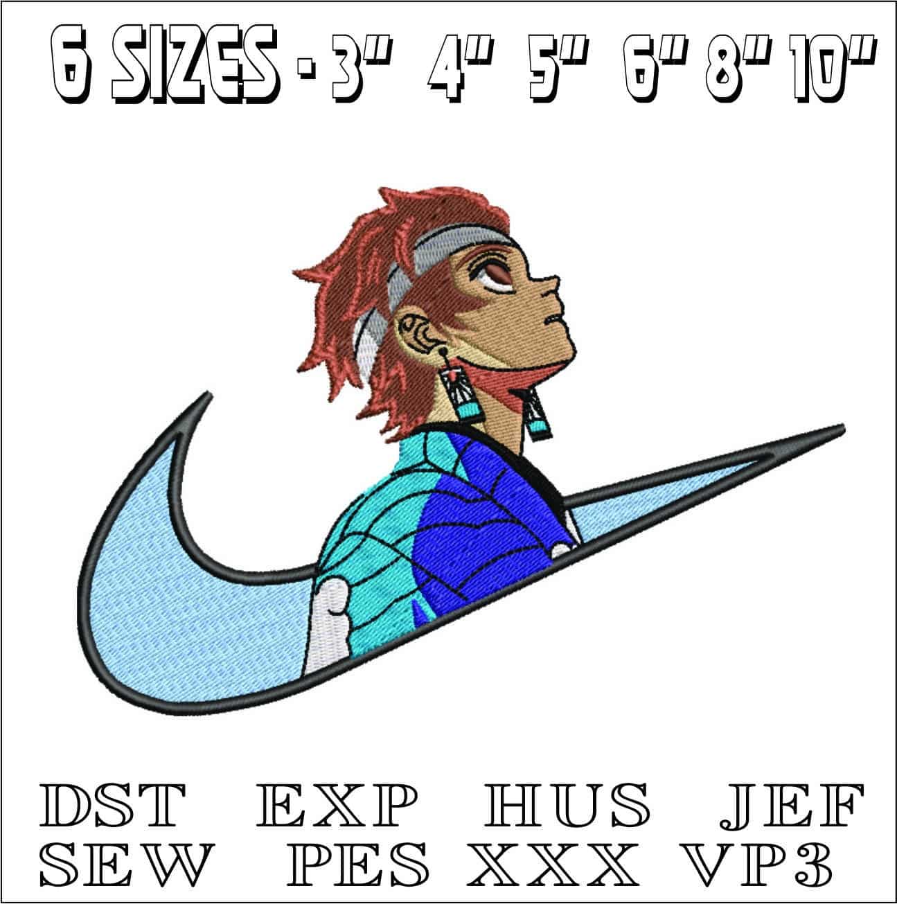 Nike Swoosh Tanjiro Kamado Earing - Anime- Elegant embroidery design file - instant download — view 2