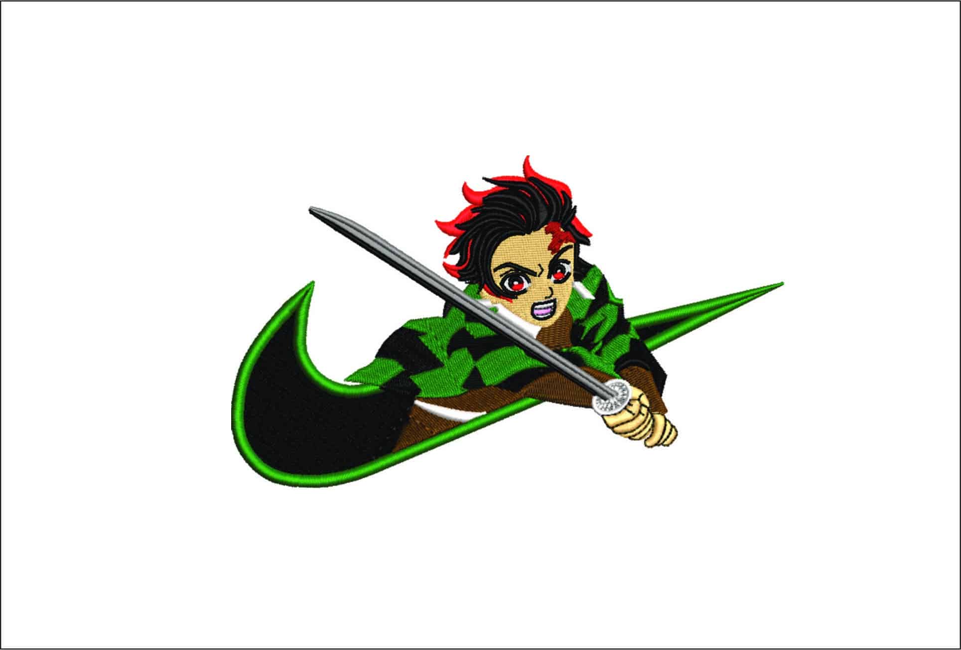 Nike Swoosh Tanjiro Sword - Anime- Elegant embroidery design file - instant download