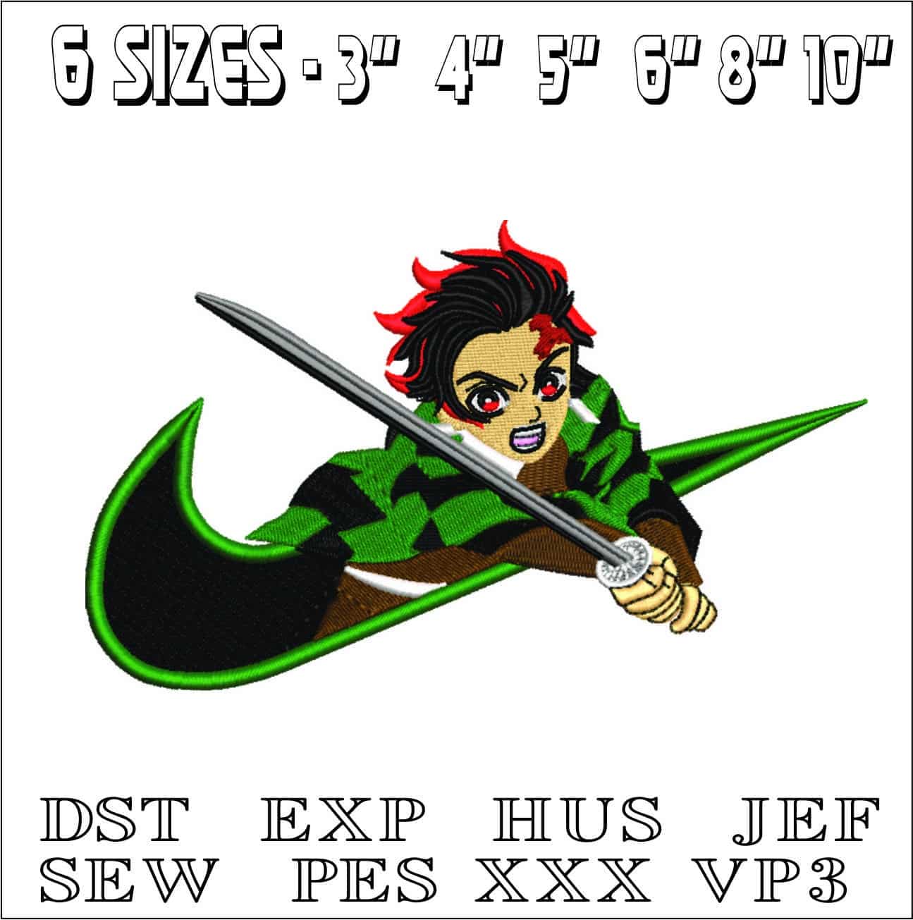 Nike Swoosh Tanjiro Sword - Anime- Elegant embroidery design file - instant download — view 2
