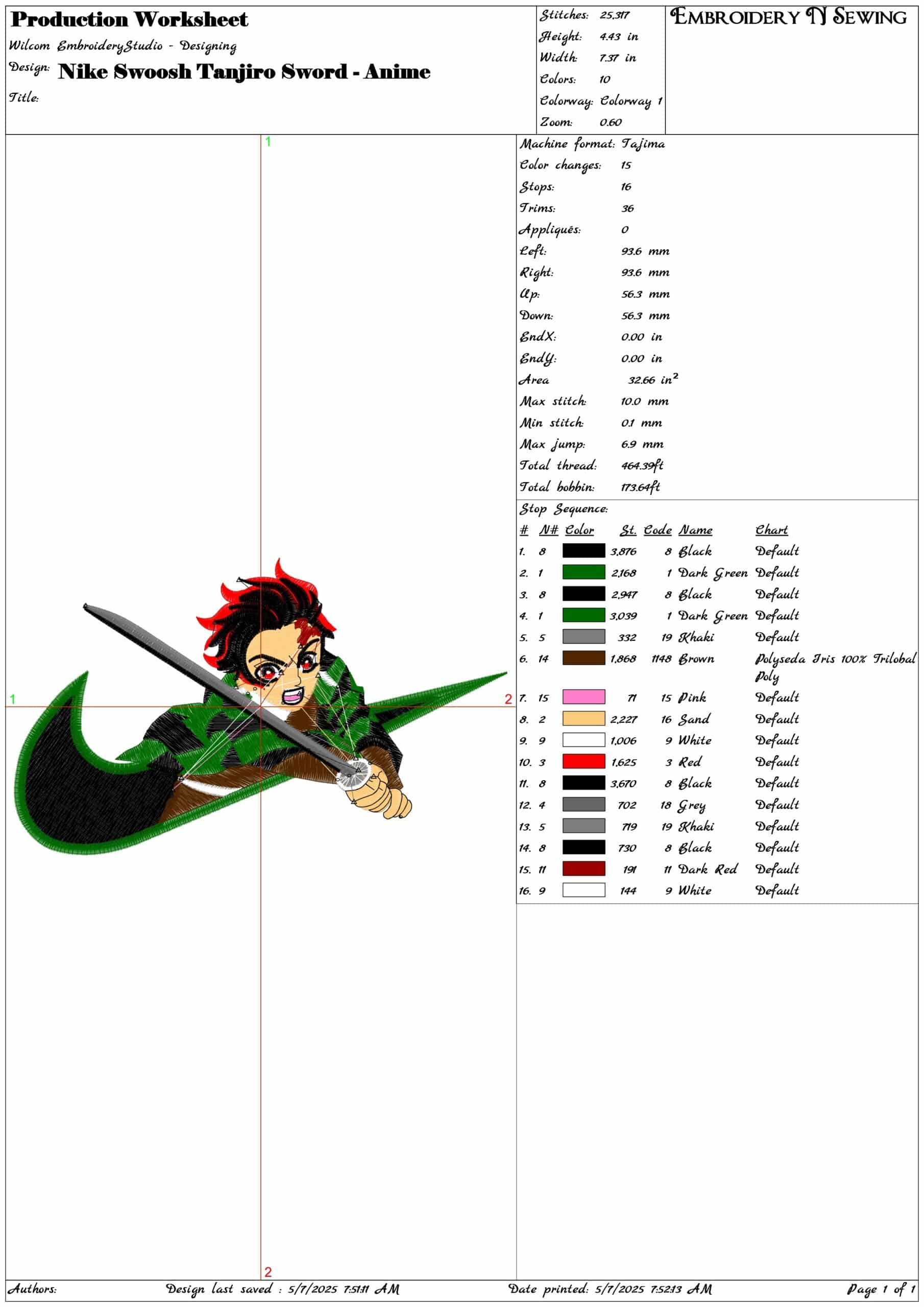 Nike Swoosh Tanjiro Sword - Anime- Elegant embroidery design file - instant download — view 3
